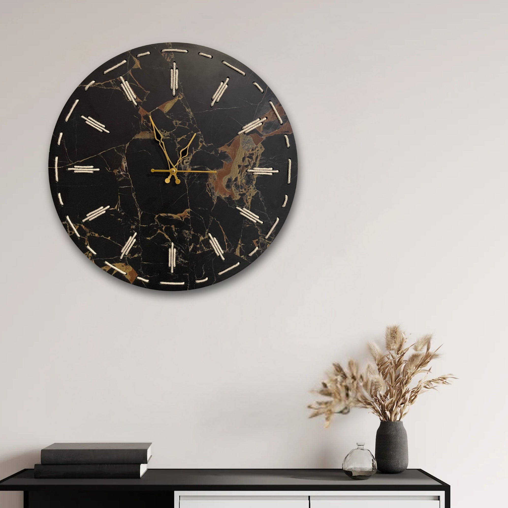Elegant Thread Detailed Marble Finish Wall Clock Series