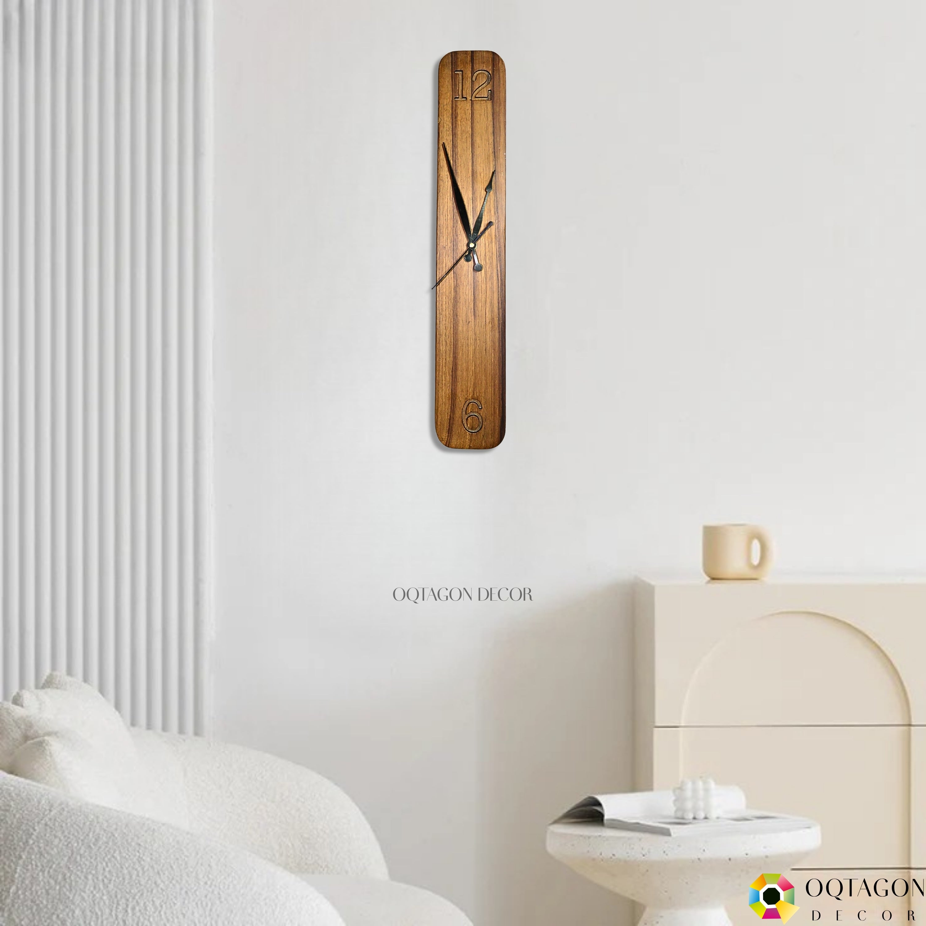 Minimalist Vertical Sagwan Wood Wall Clock