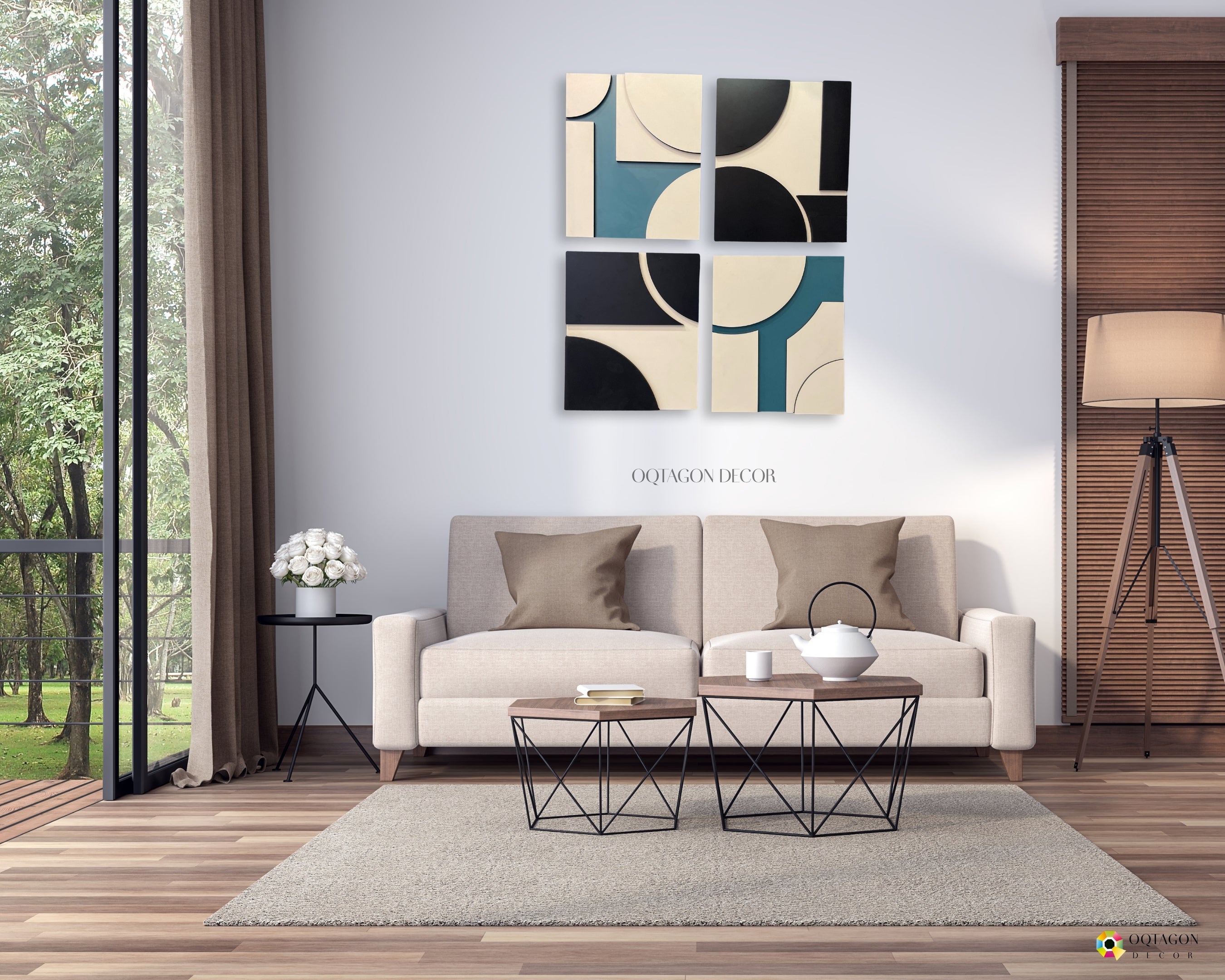Minimalist Abstract Geometric Wall Art 4 Piece set