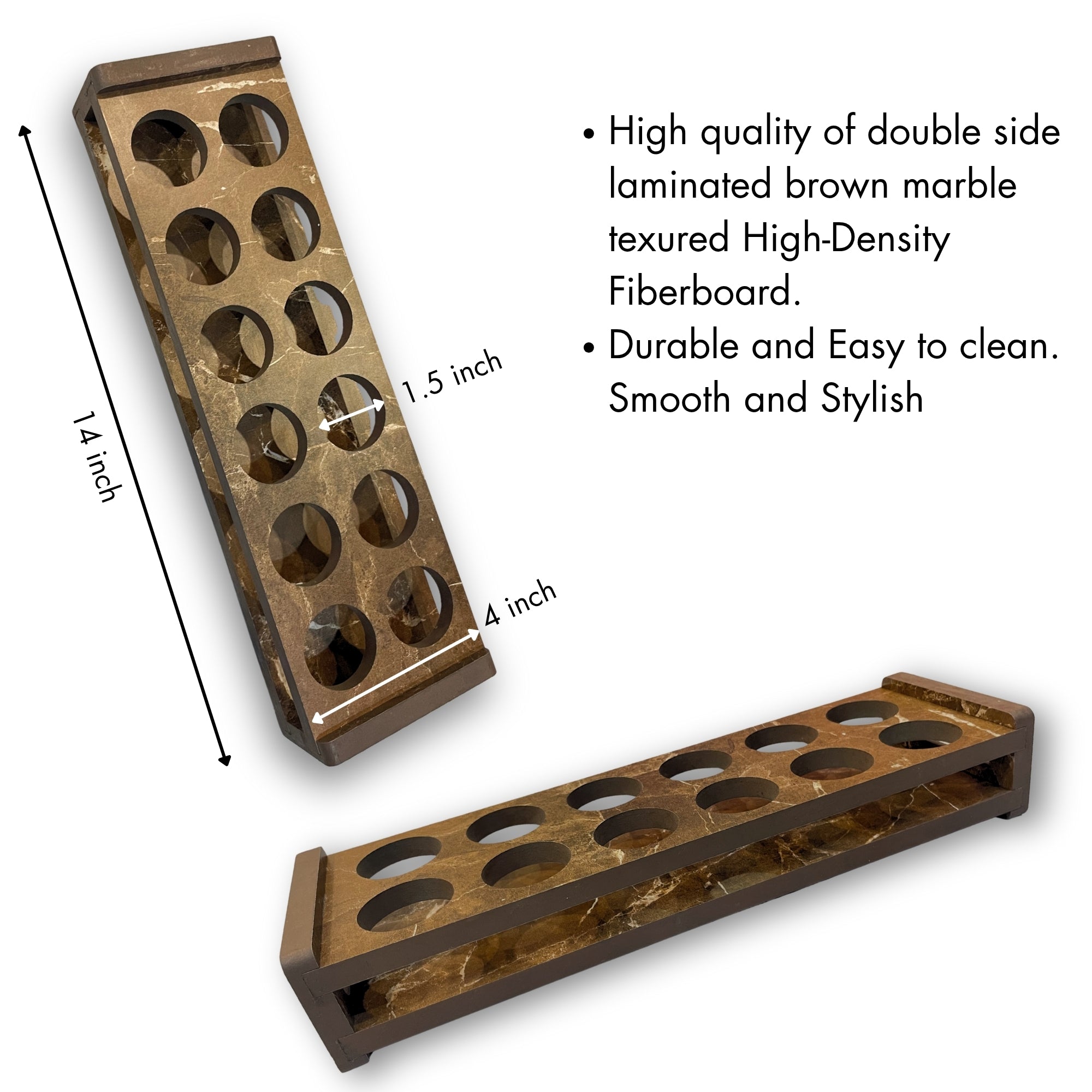 Premium Wooden structure Double-Sided Laminated Shot Glass Holder - 12 Hole Design (Tray Only)