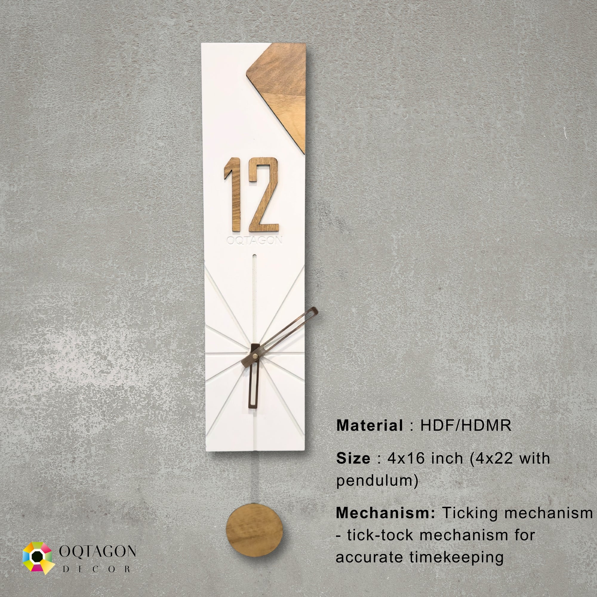 Vertical Aura - Designer Pendulum Wall Clock Series (White)