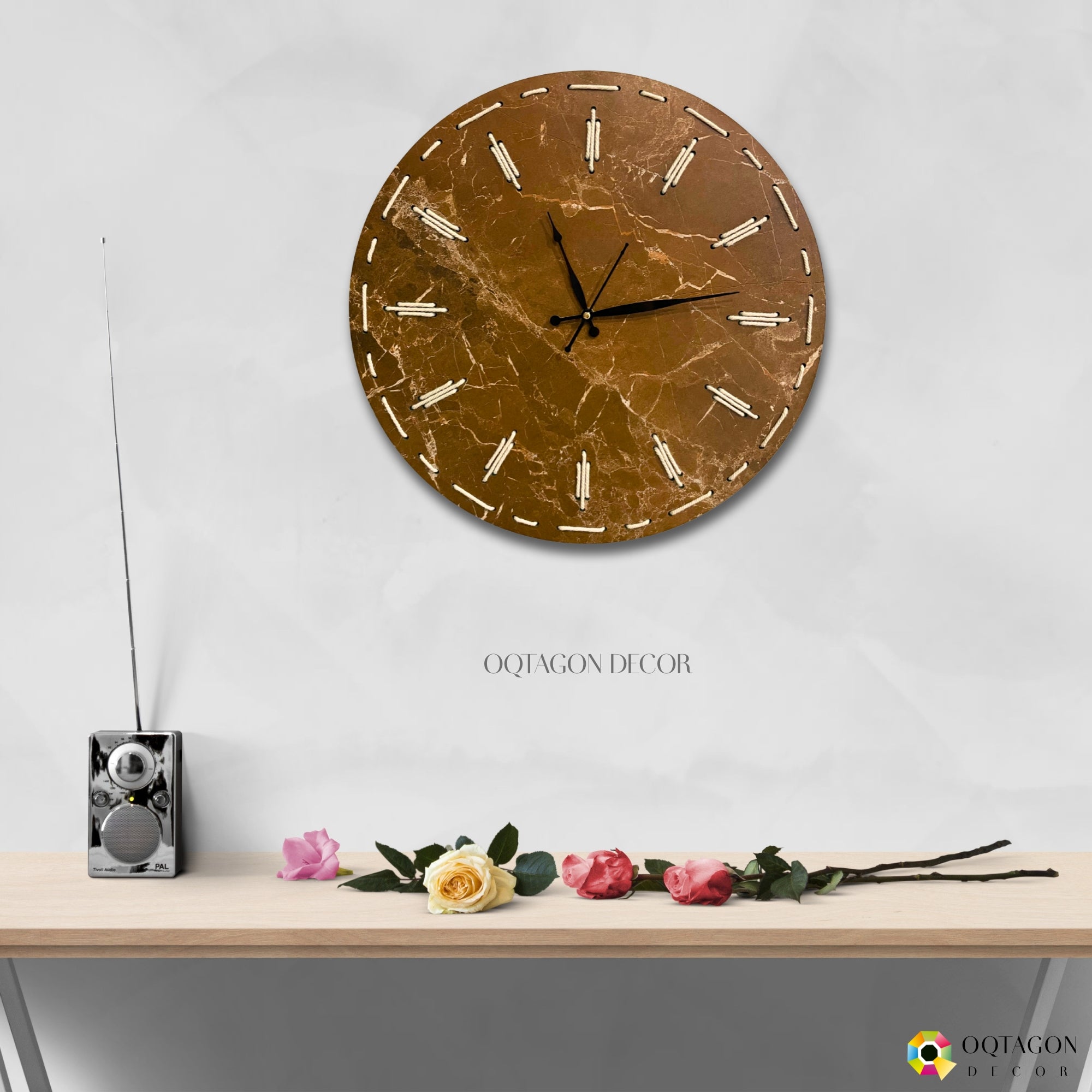 Elegant Thread Detailed Marble Finish Wall Clock Series