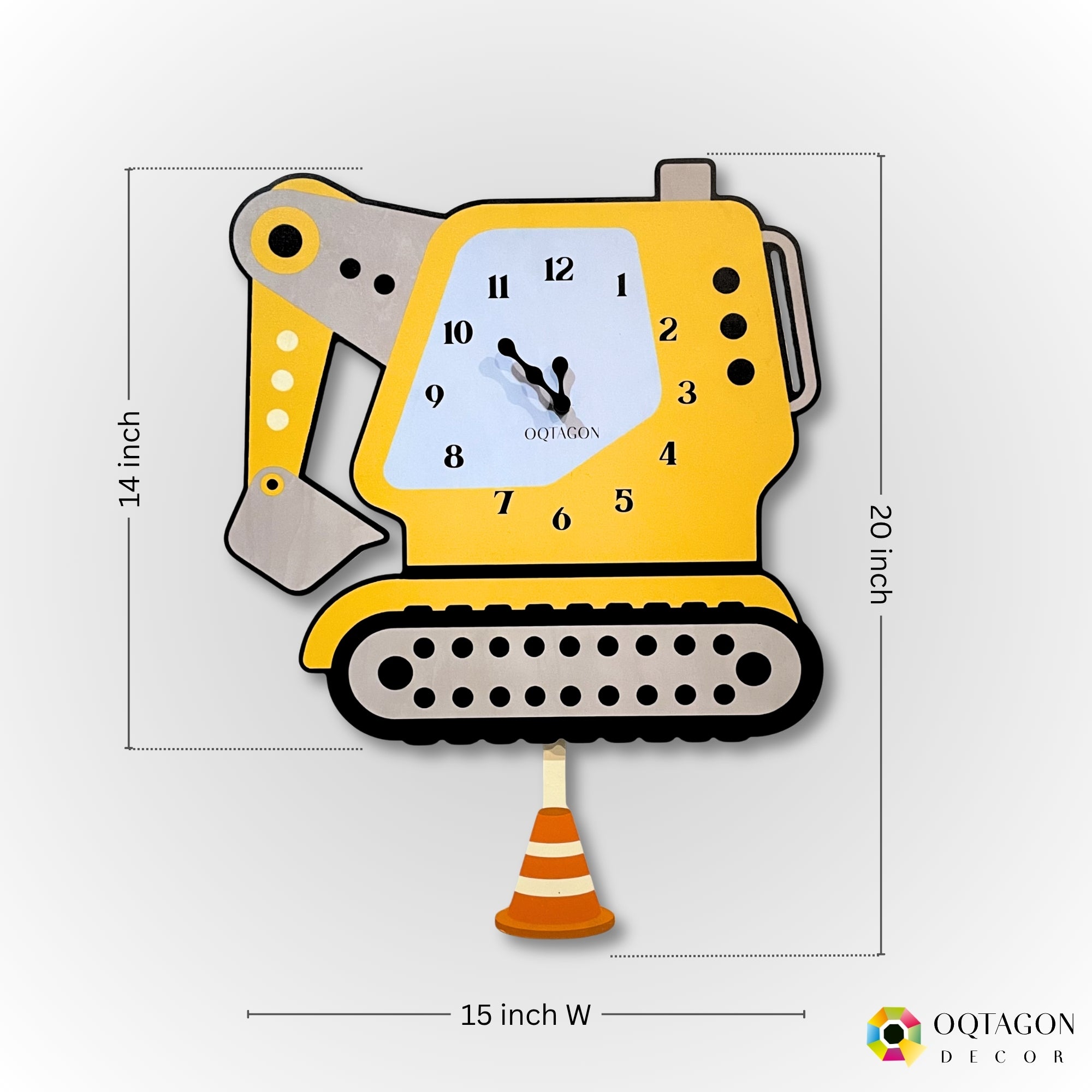 Build Buddy - Premium Excavator Kids Pendulum Wall Clock