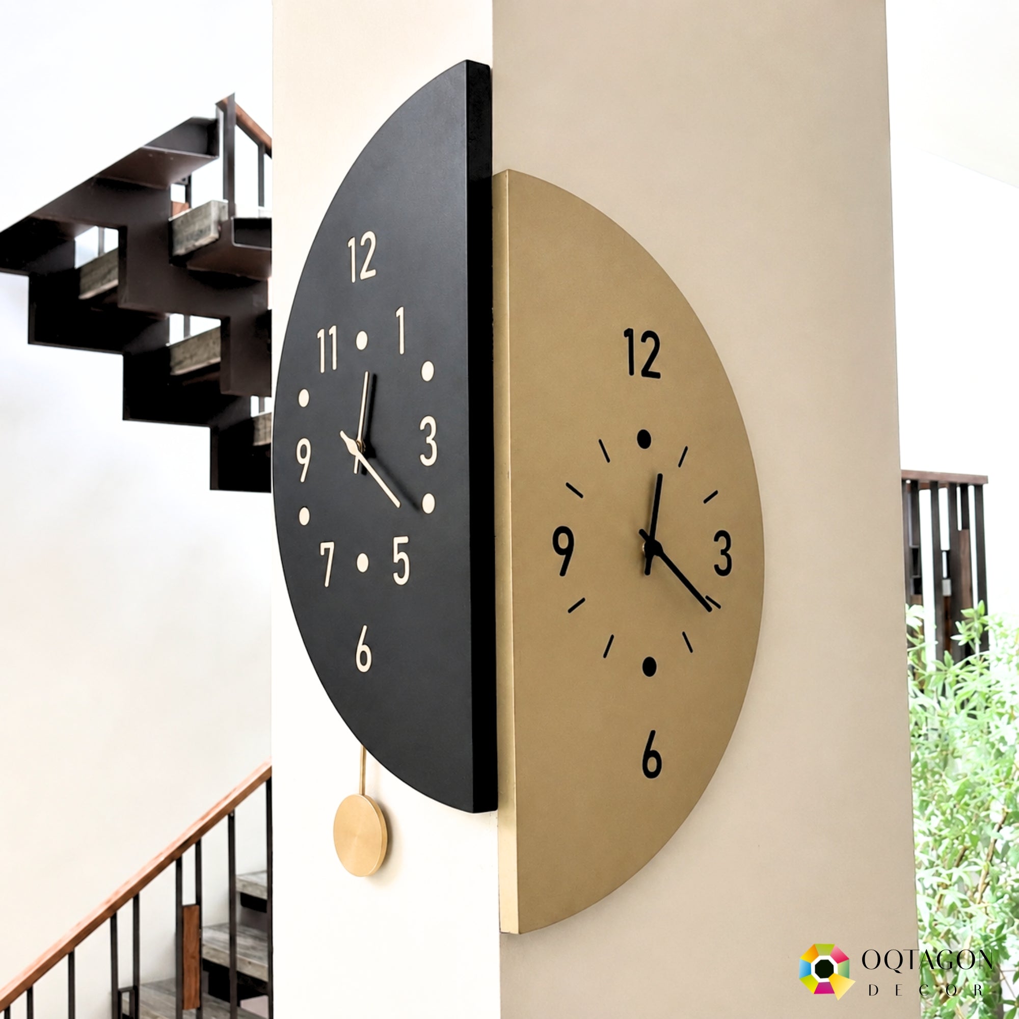 Corner Axis - Modern Dual-Sided Wall Clock