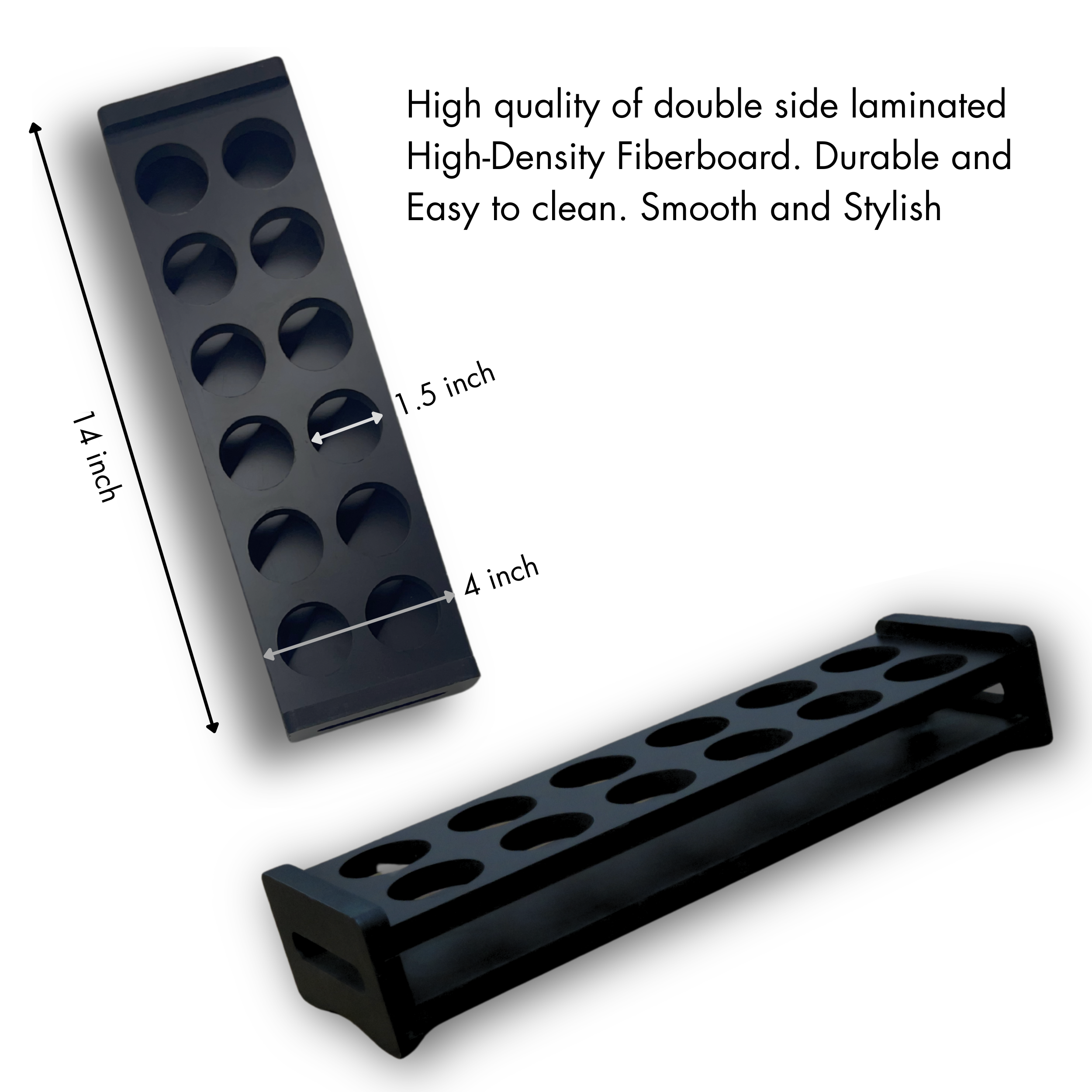 Premium Double-Sided Laminated Shot Glass Holder - 12 Hole Design (Tray Only)