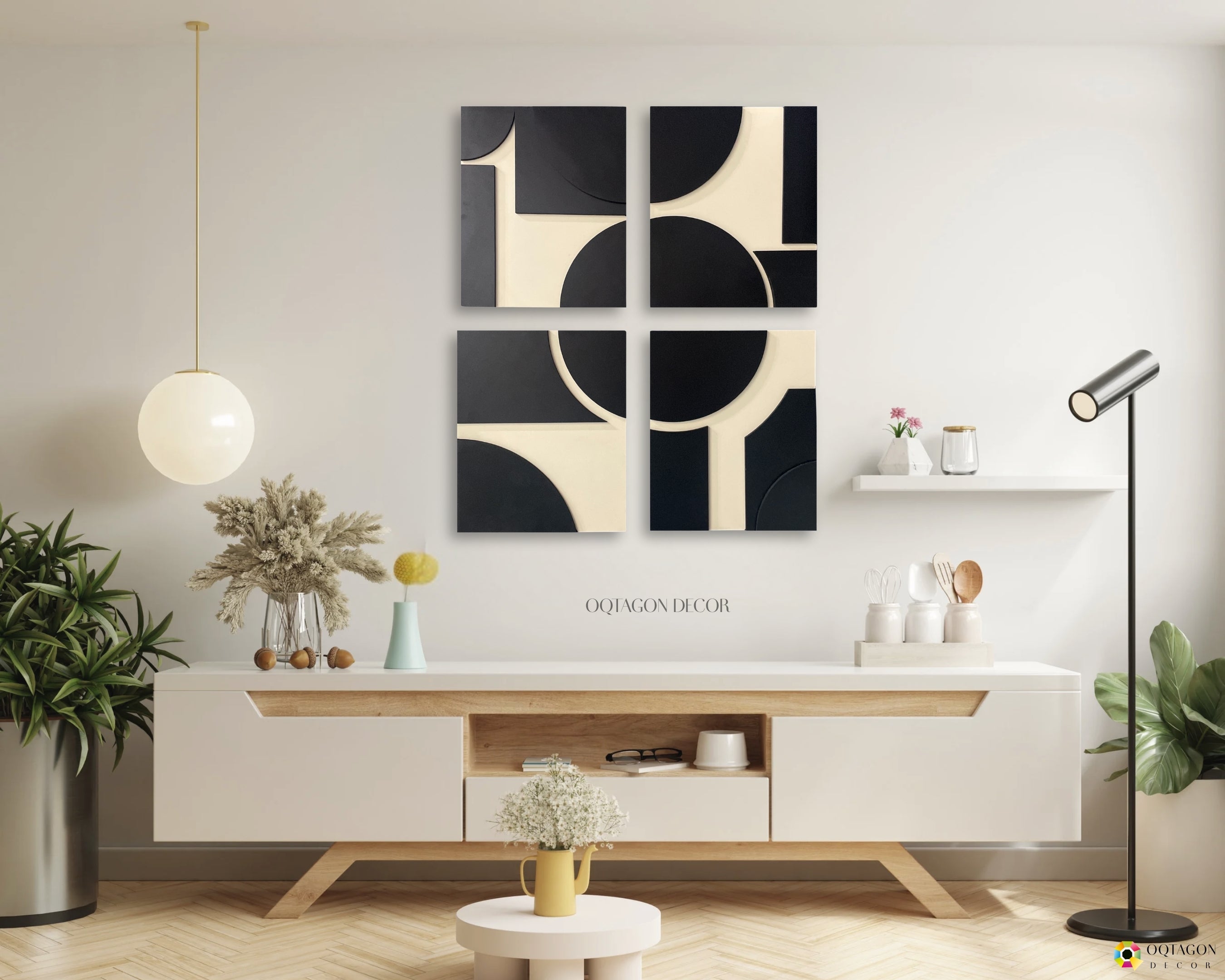Minimalist Abstract Geometric Wall Art 4 Piece set