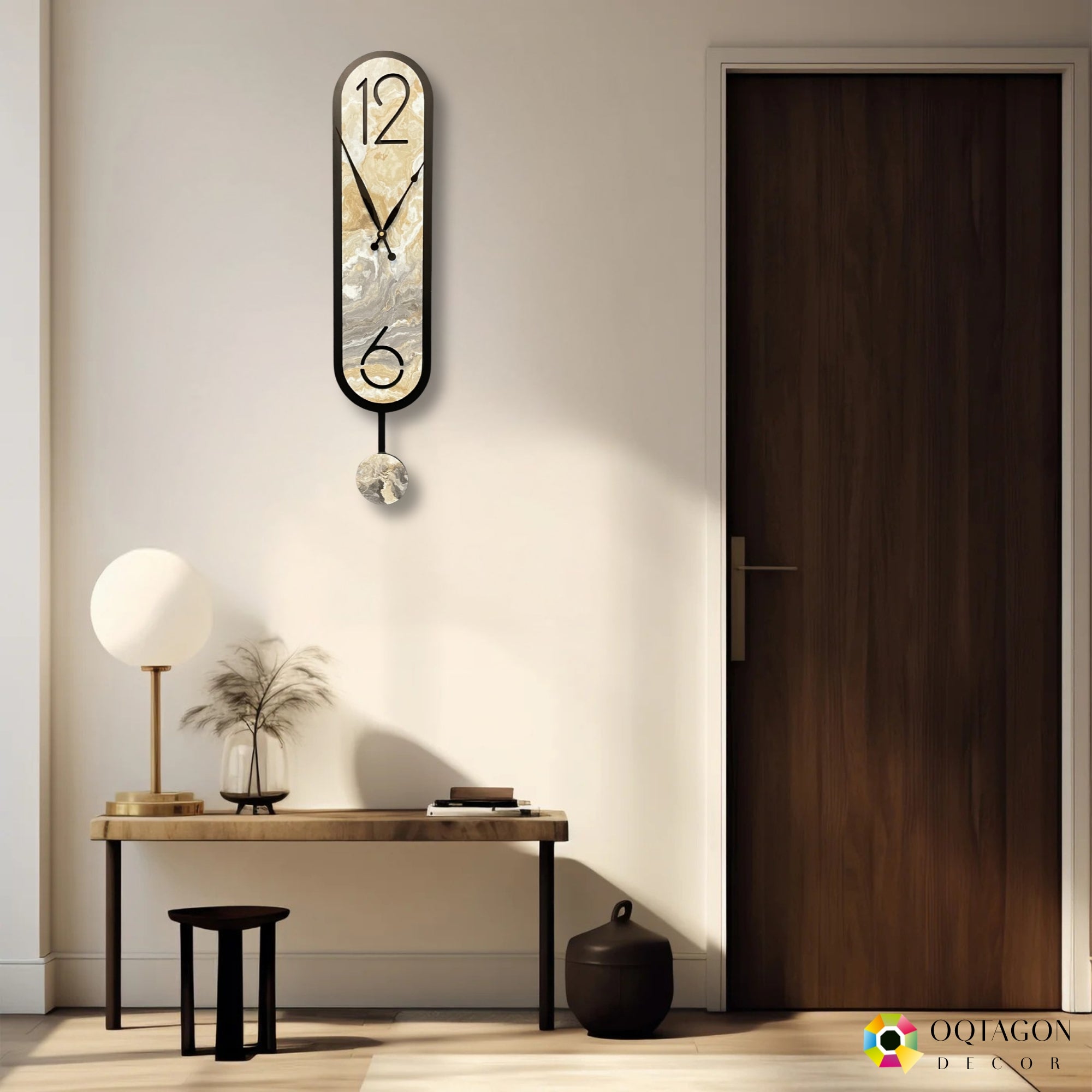 Aurelius Marble - Designer Pendulum Wall Clock