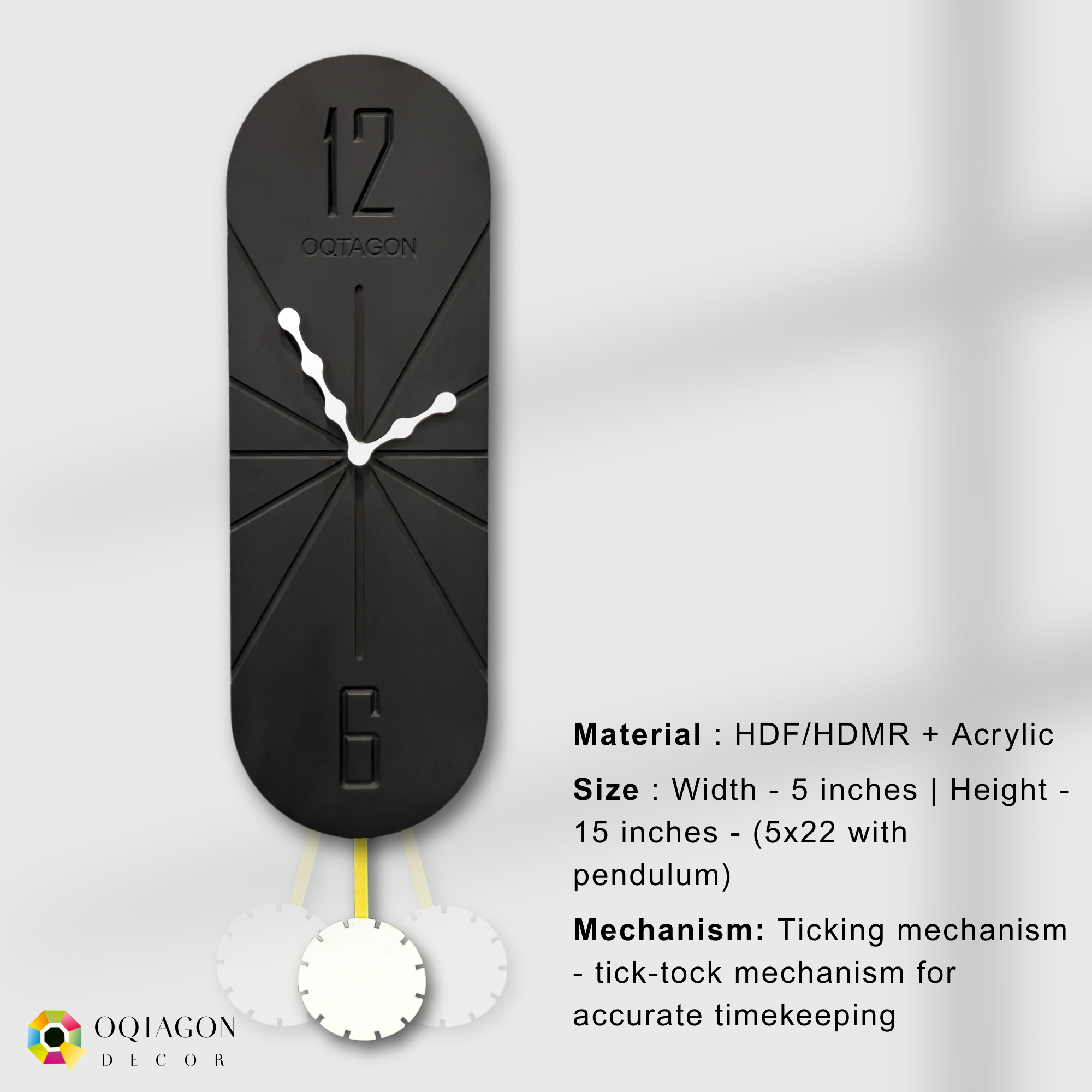 Vertical Noir – Designer Pendulum Wall Clock Special Edition