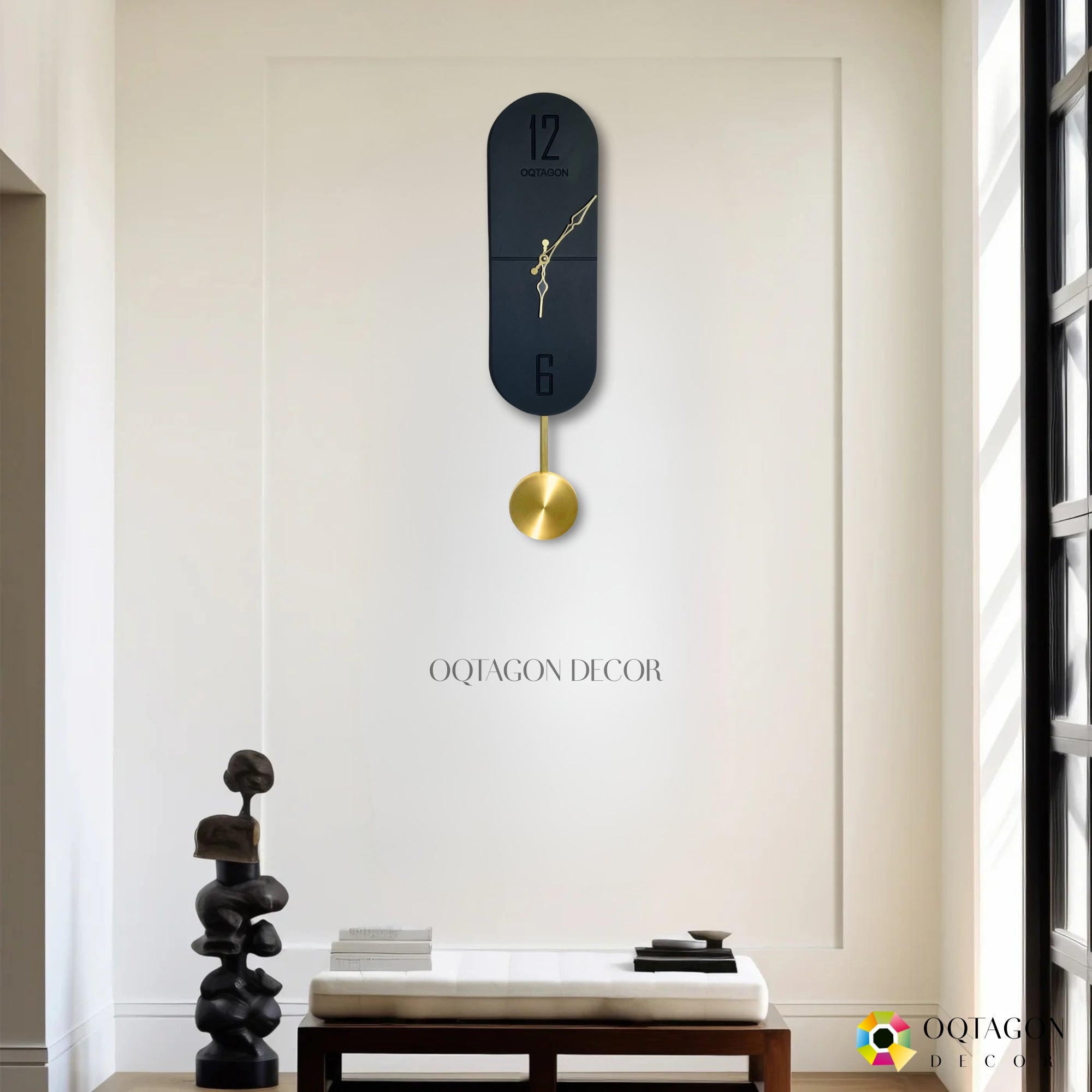 Vertical Noir – Designer Pendulum Wall Clock