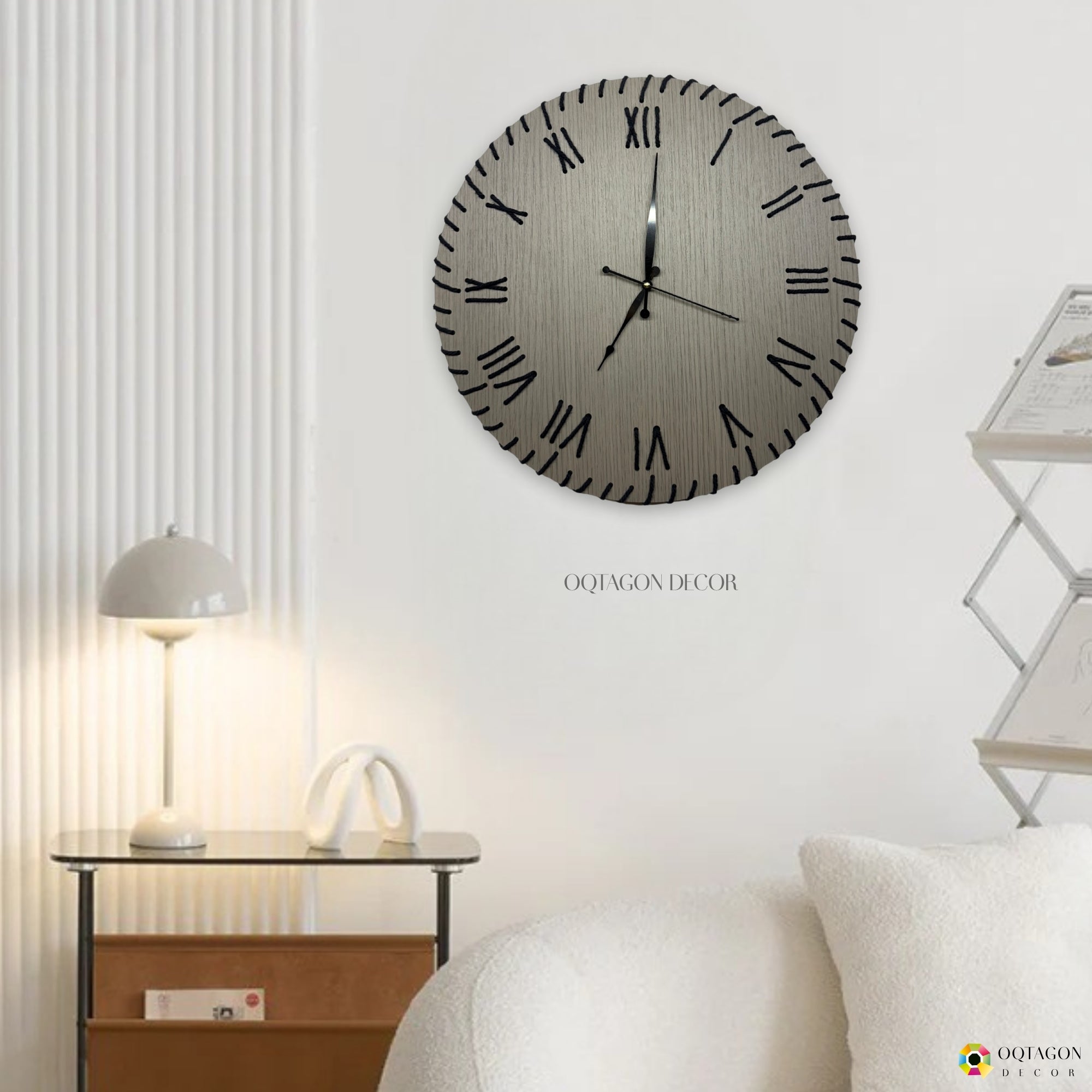 Handcrafted Thread Art Wall Clock with Roman Letters