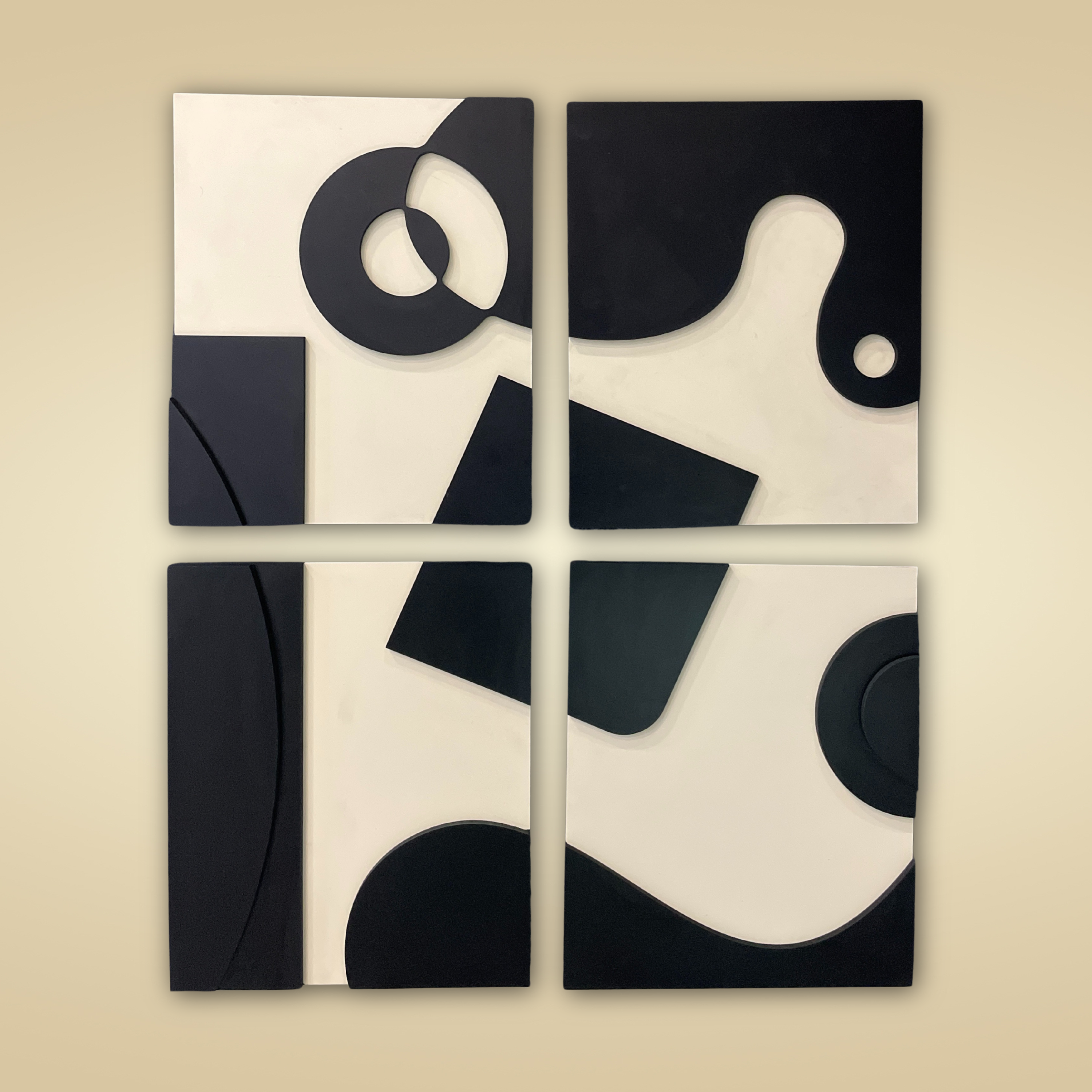 Modern Abstract Geometric Wall Art 4 Piece set