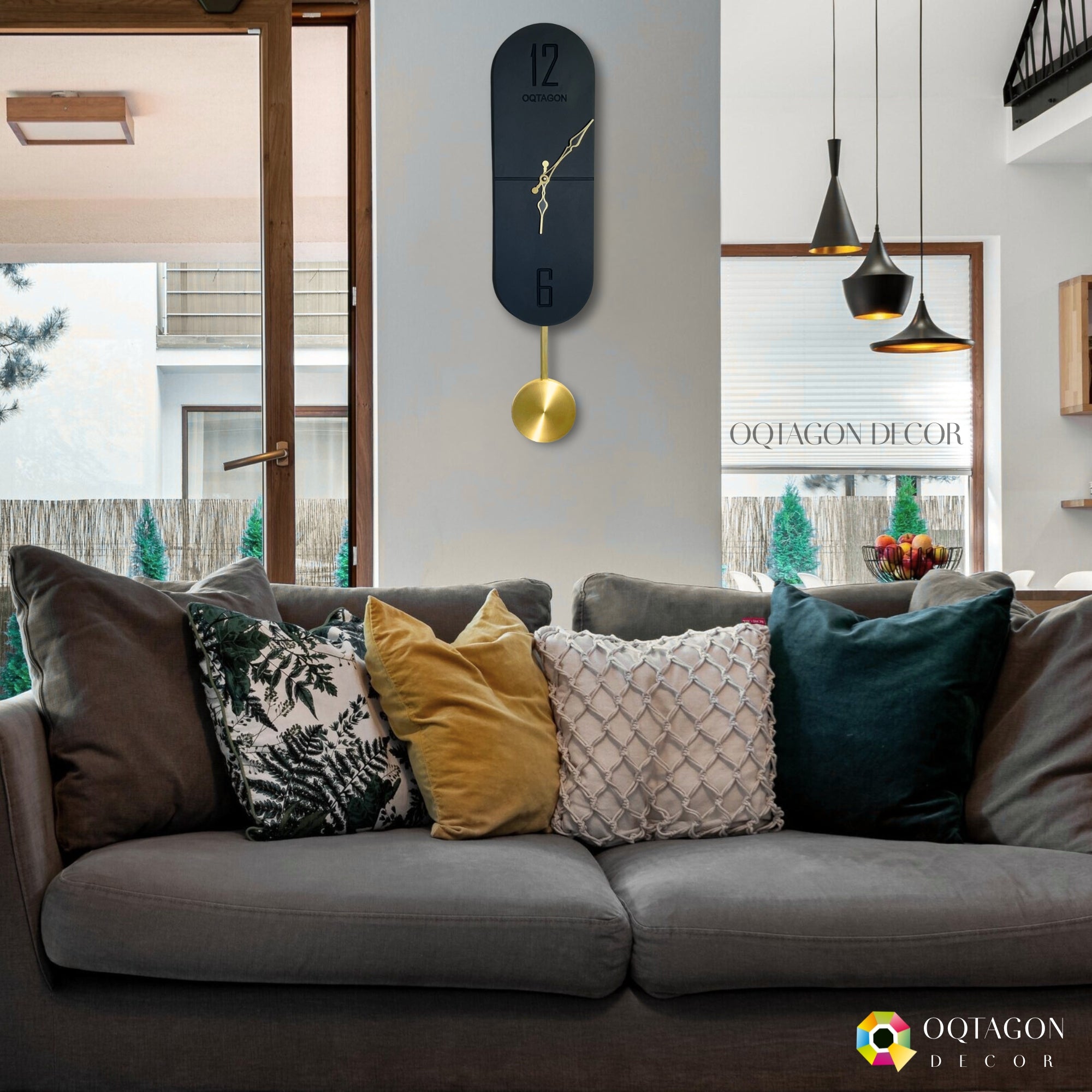 Vertical Noir – Designer Pendulum Wall Clock