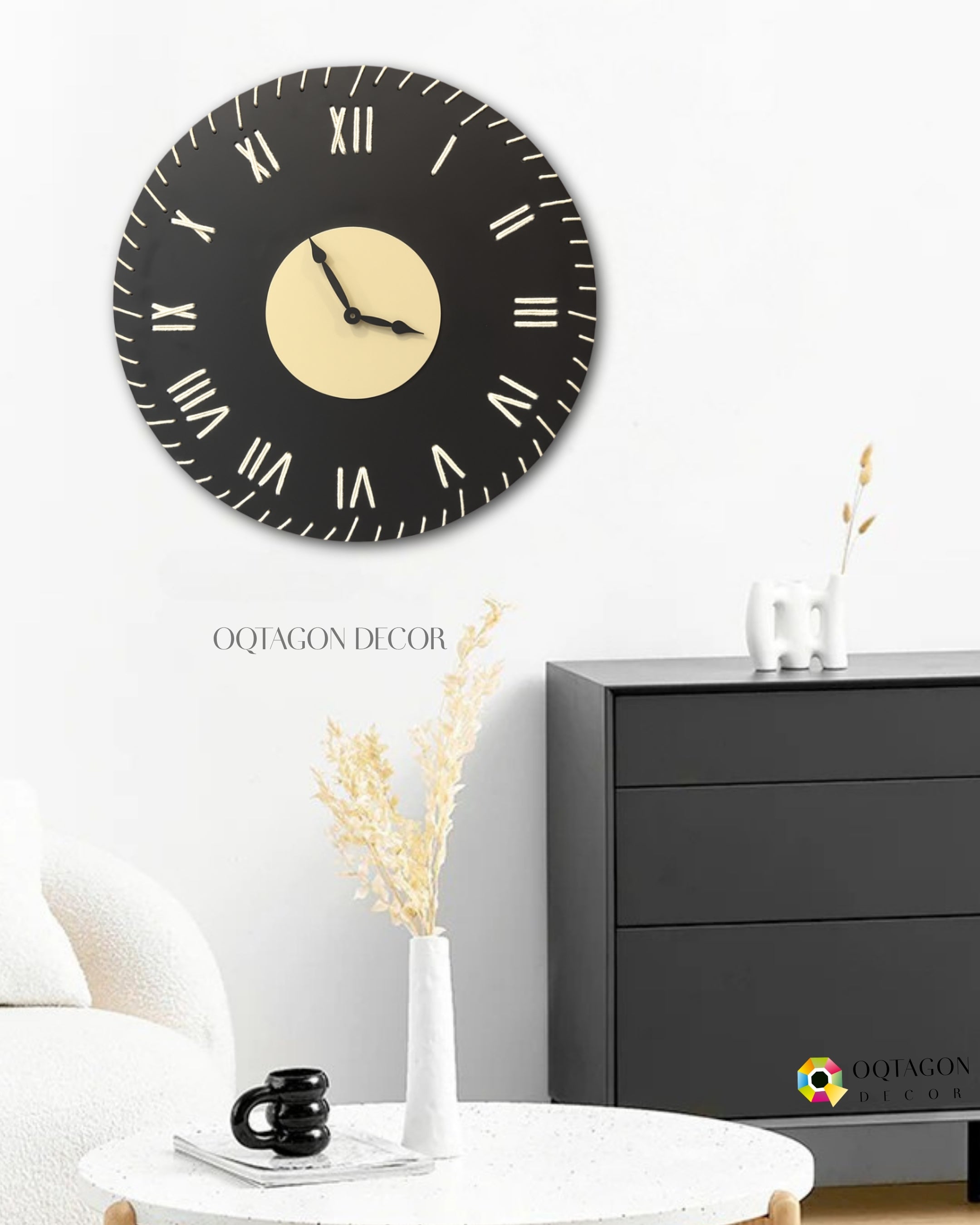 Elegant Threaded Roman Numeral Wall Clock Series
