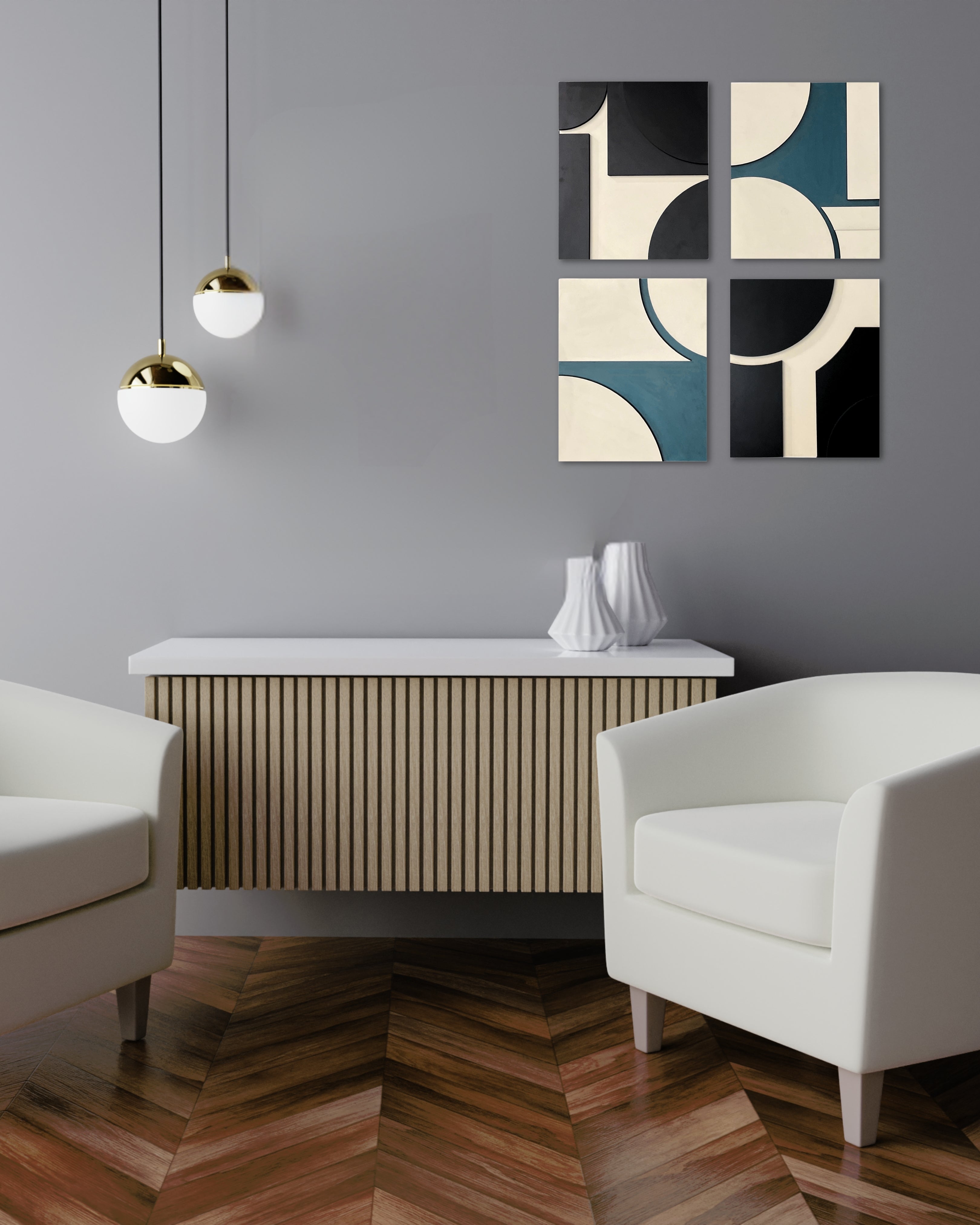Minimalist Abstract Geometric Wall Art 4 Piece set