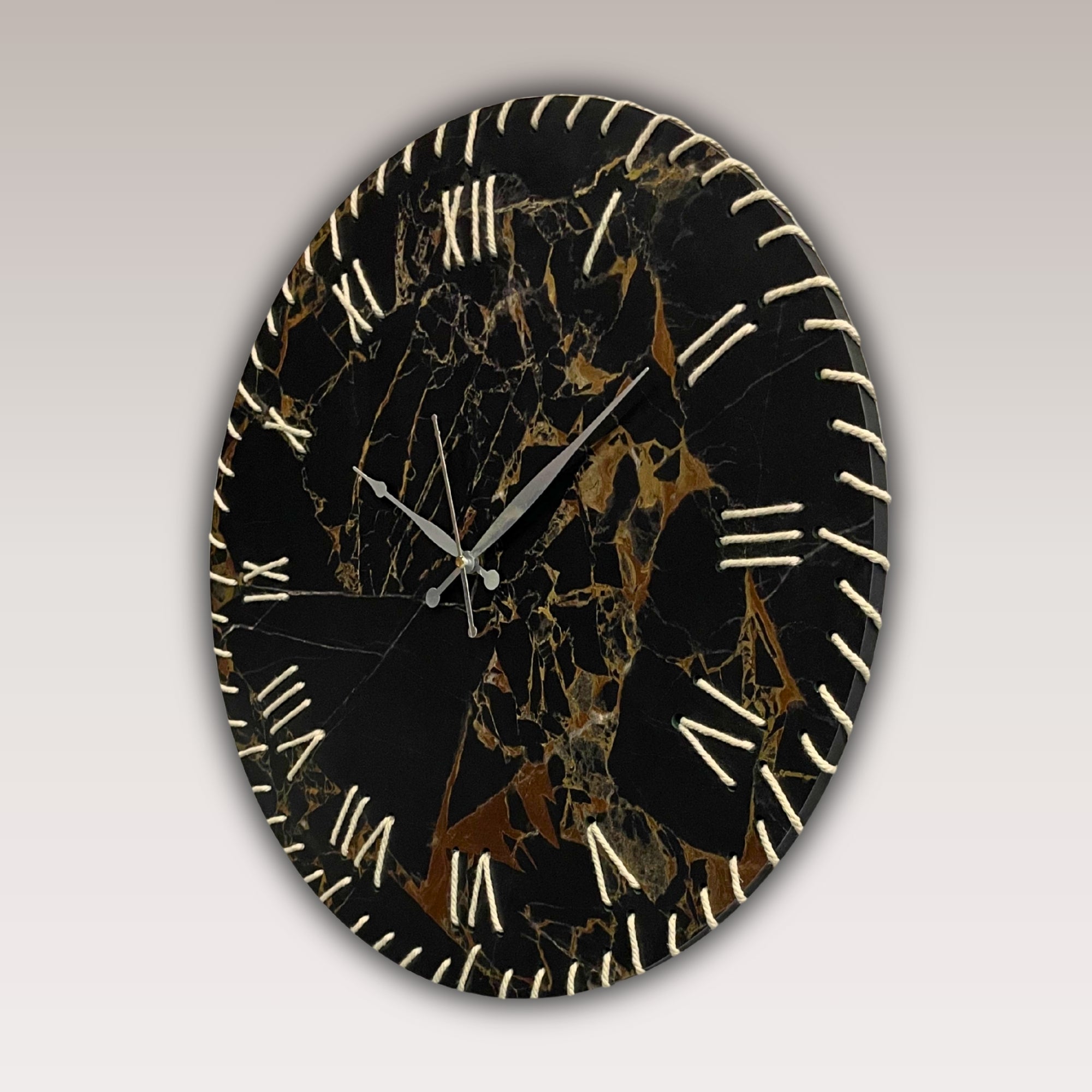 Elegant Threaded Roman Numeral Marble Finish Wall Clock Series