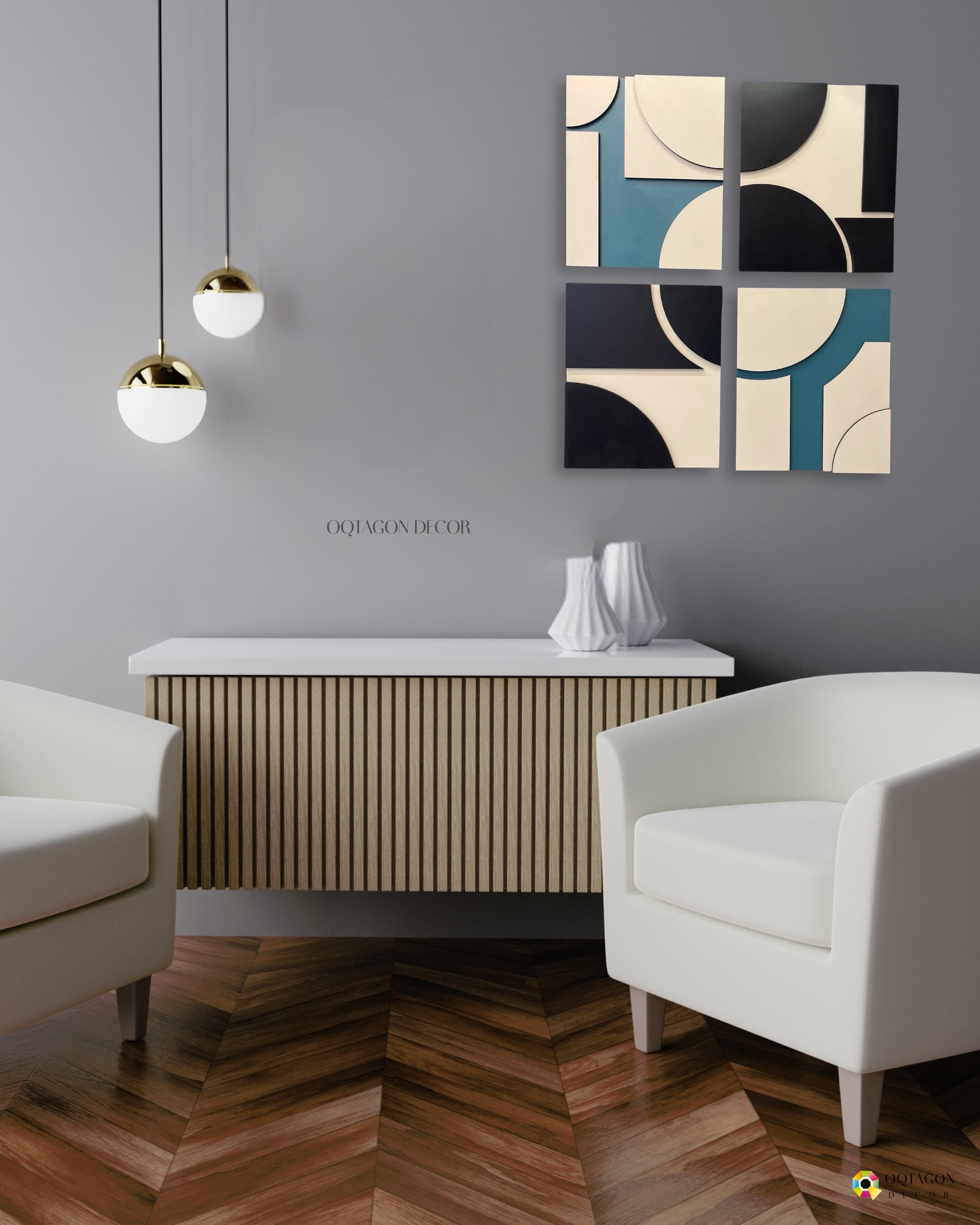 Minimalist Abstract Geometric Wall Art 4 Piece set