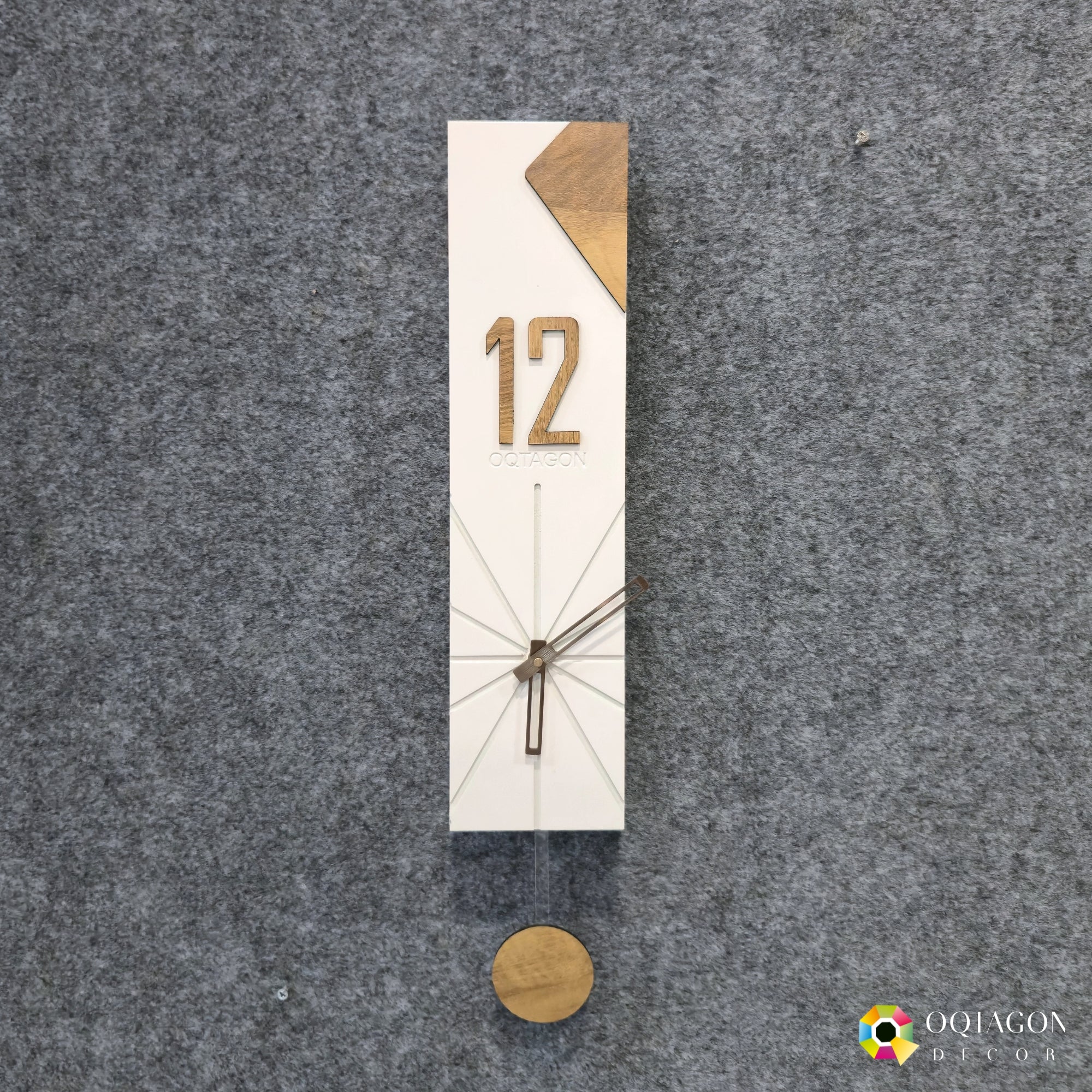 Vertical Aura - Designer Pendulum Wall Clock Series (White)