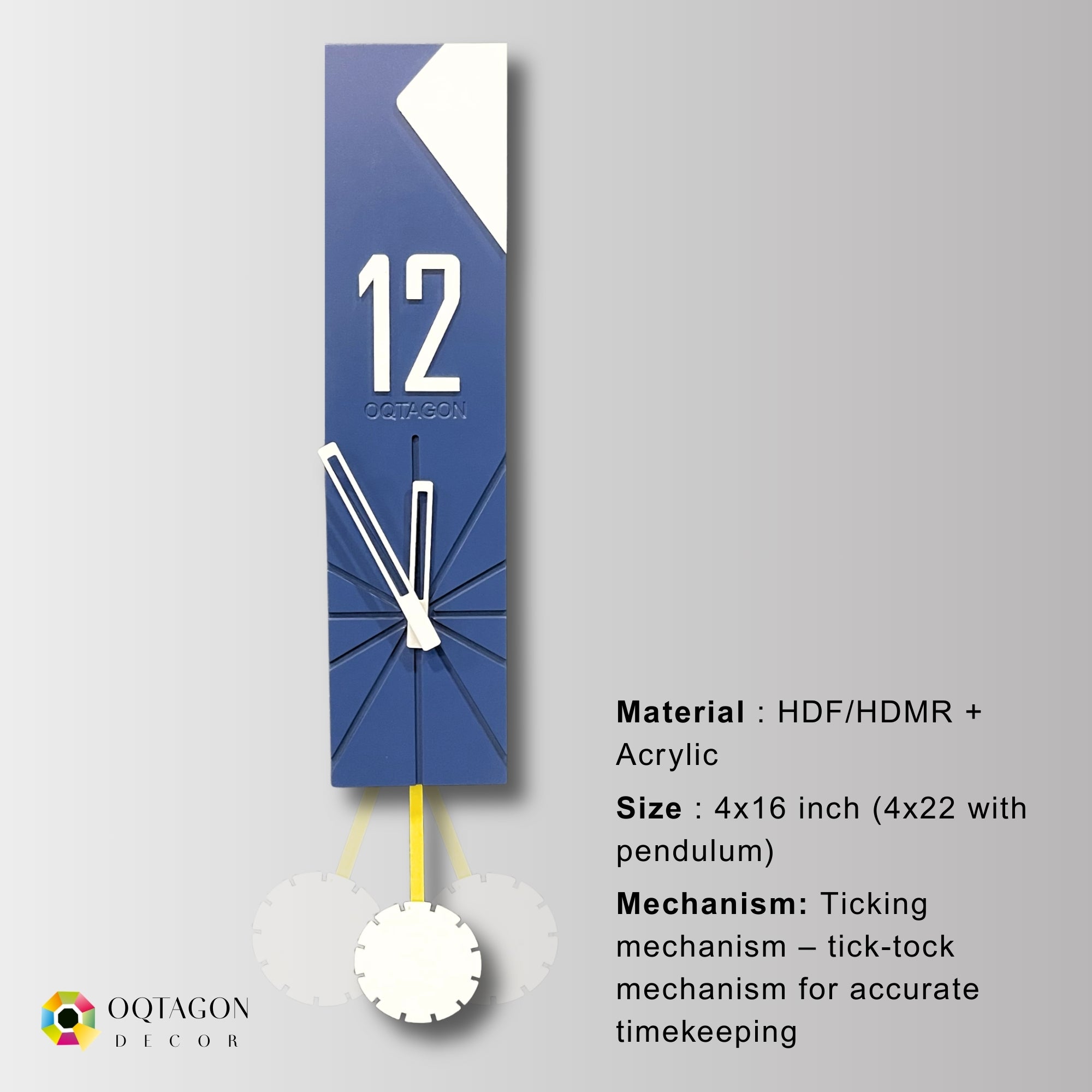 Vertical Aura - Designer Pendulum Wall Clock -Blue Series