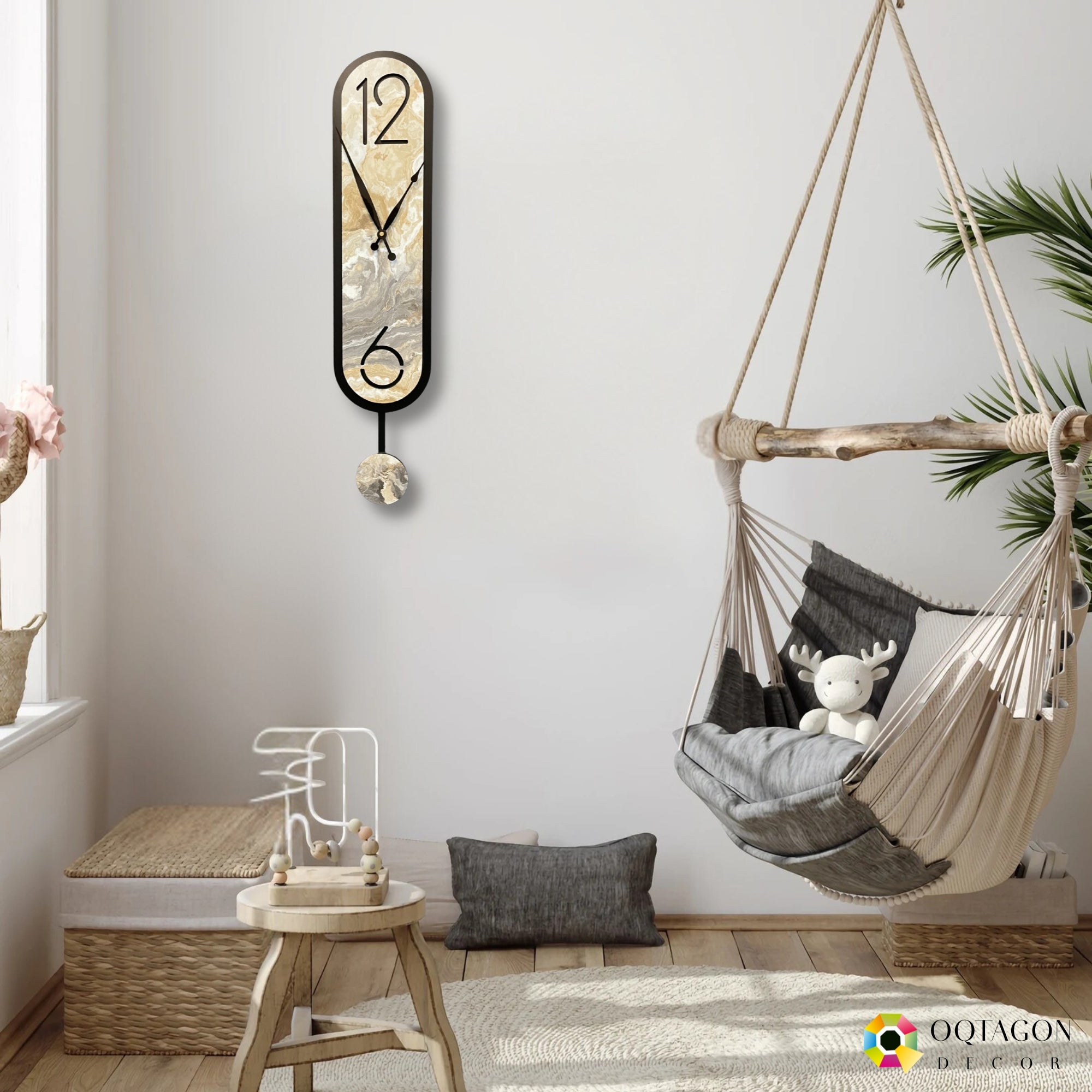 Aurelius Marble - Designer Pendulum Wall Clock