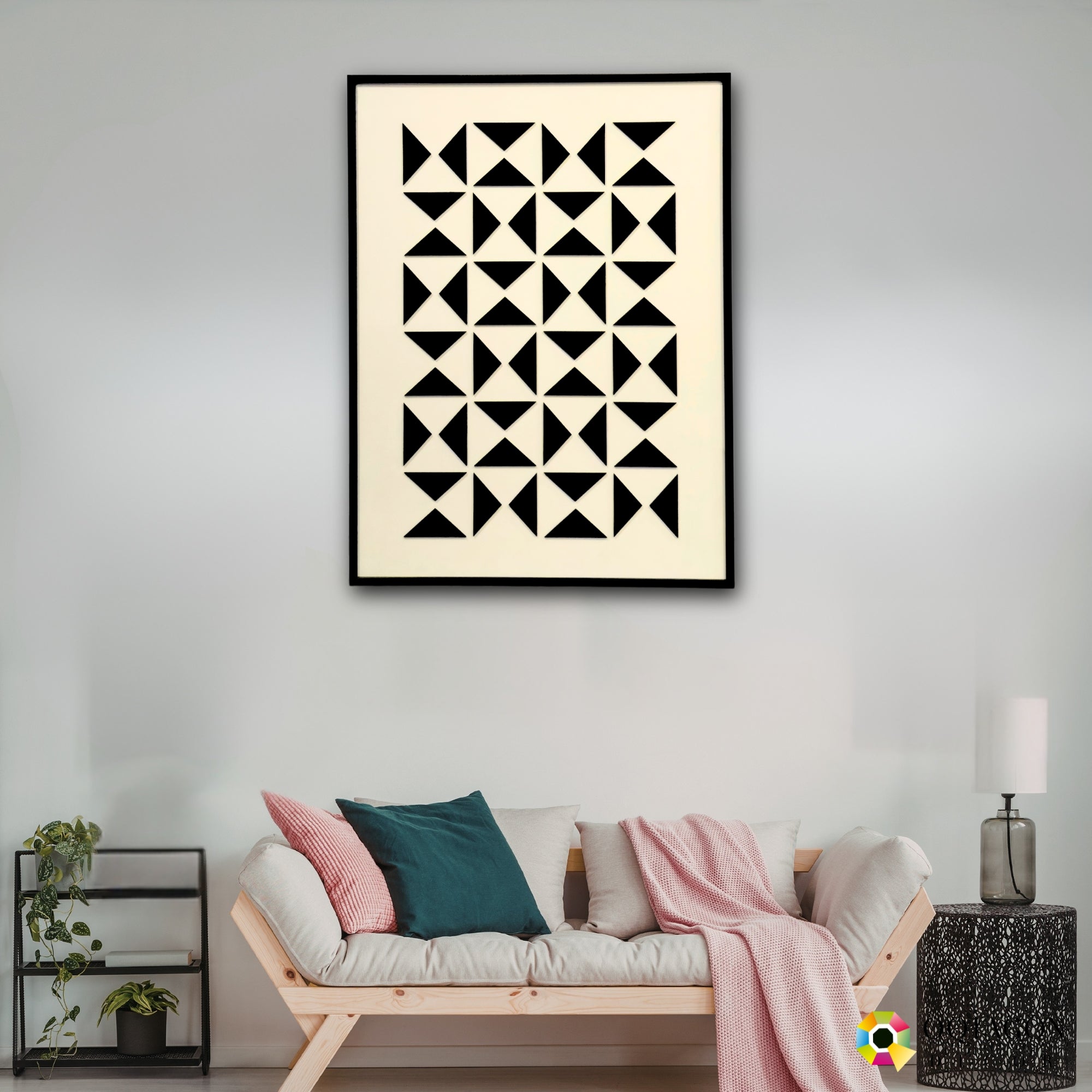 Triangular Rhythm - A Contemporary Abstract Wall Composition Ivory-Black
