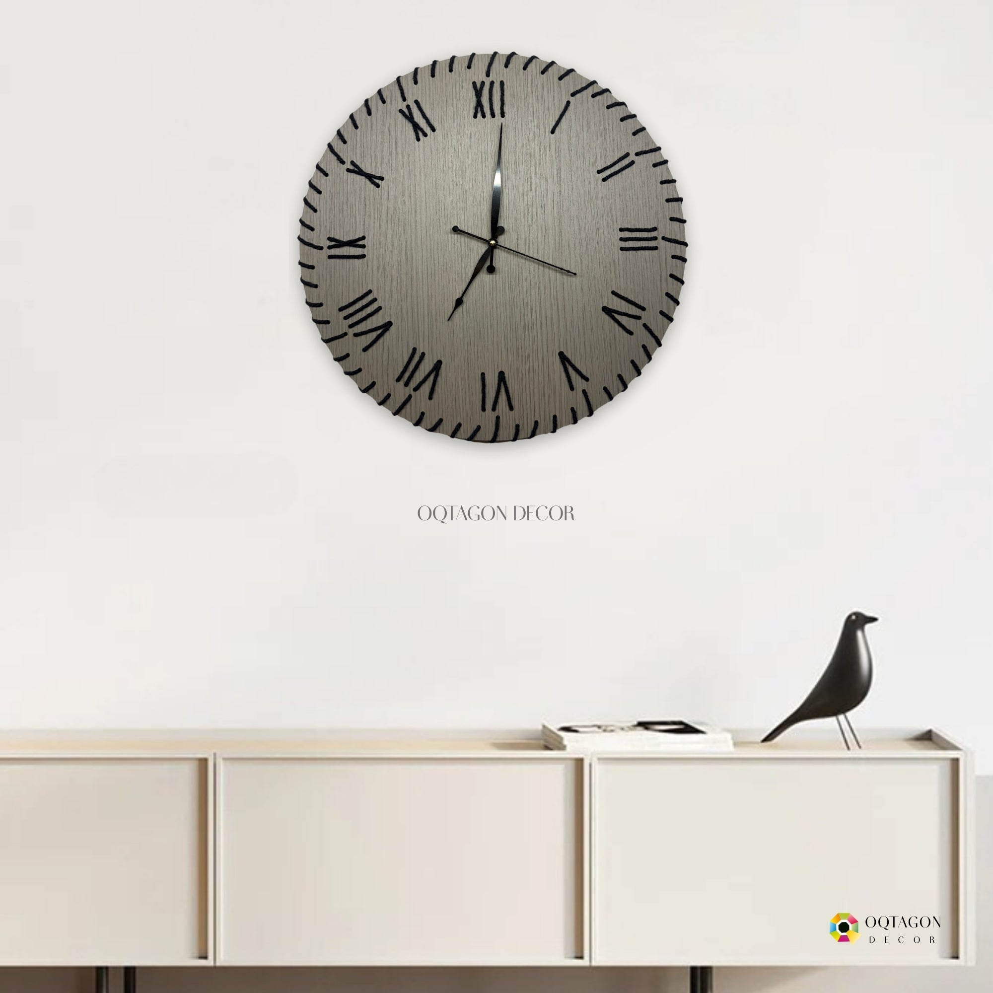 Handcrafted Thread Art Wall Clock with Roman Letters