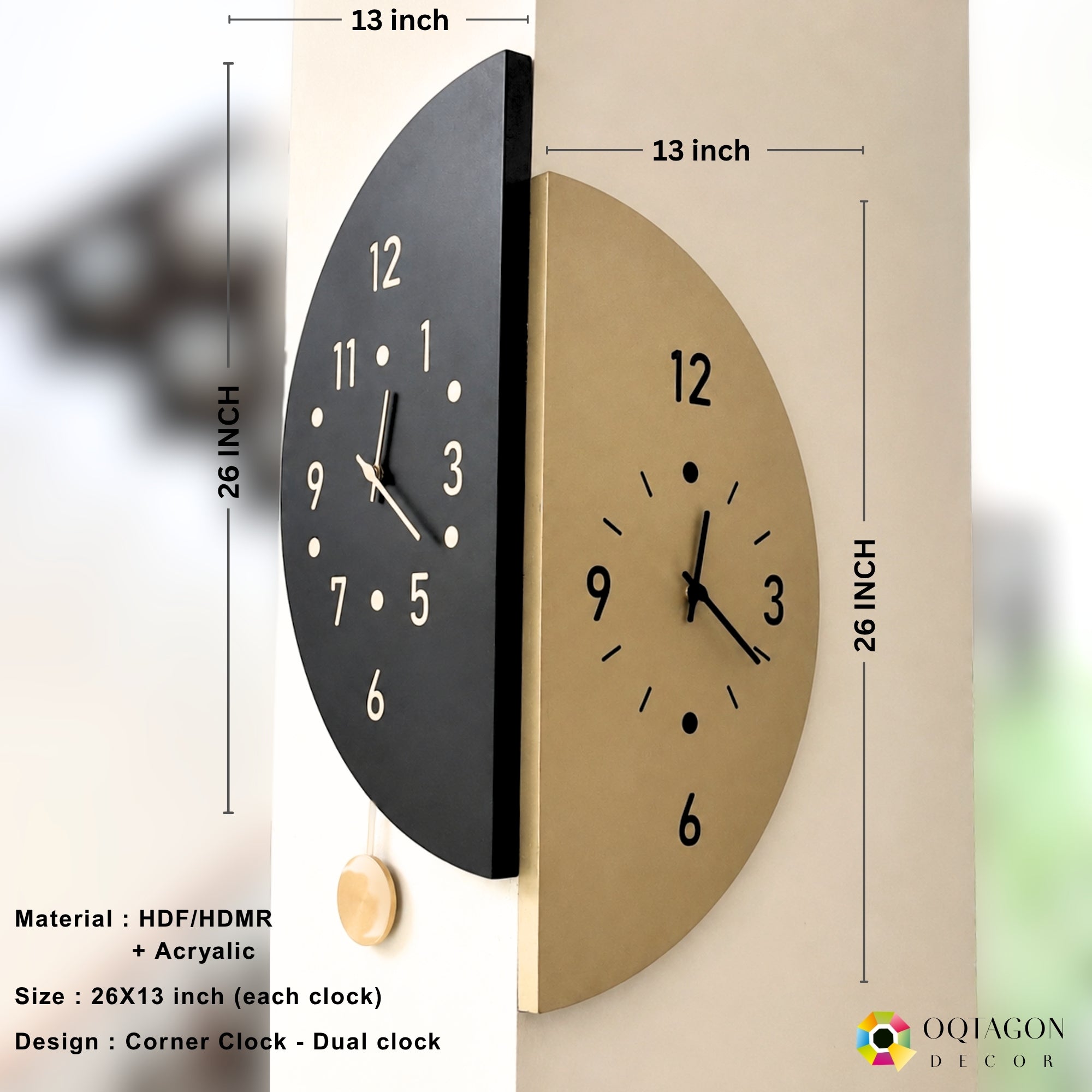 Corner Axis - Modern Dual-Sided Wall Clock