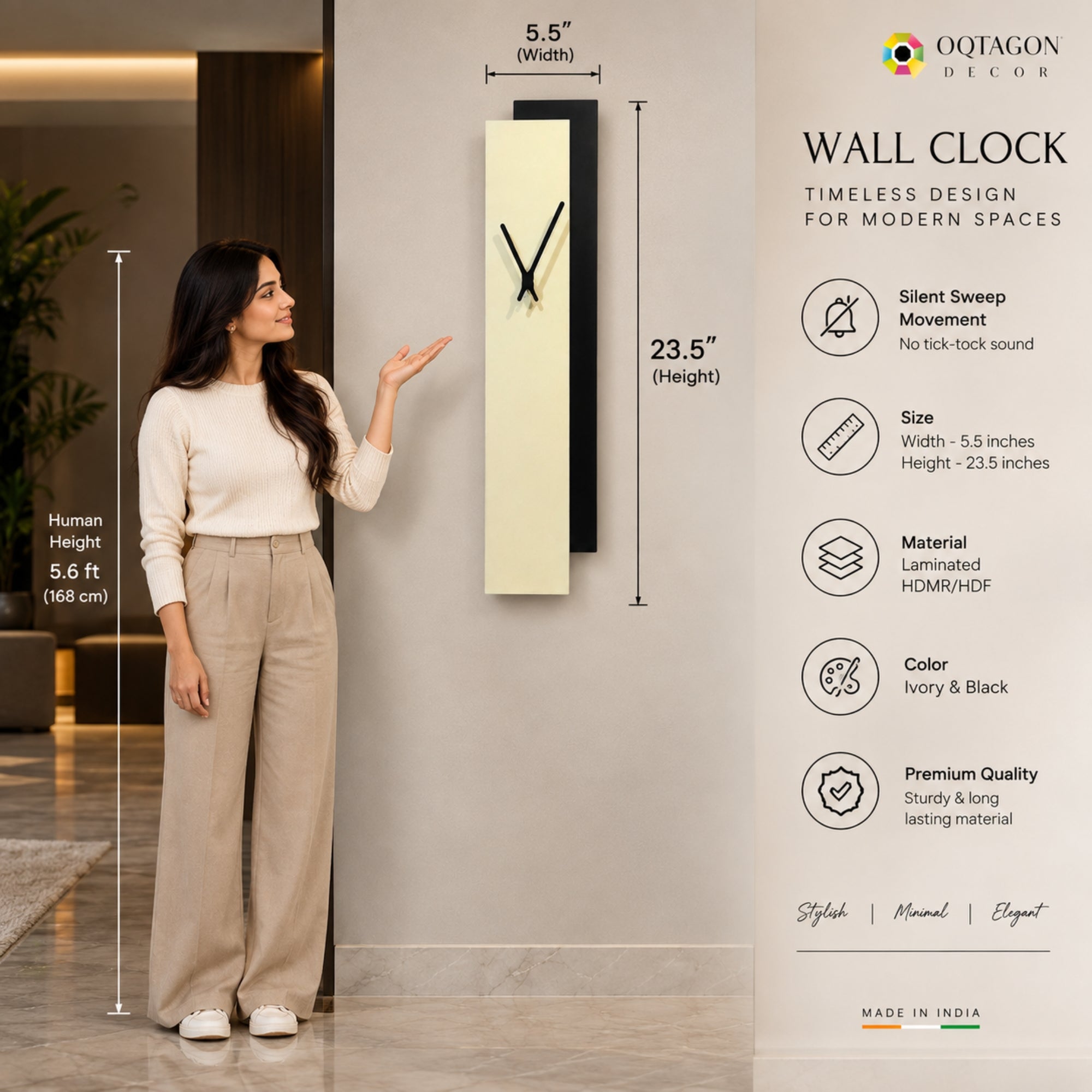 Monolith Duo - Premium Modern Wall Clock