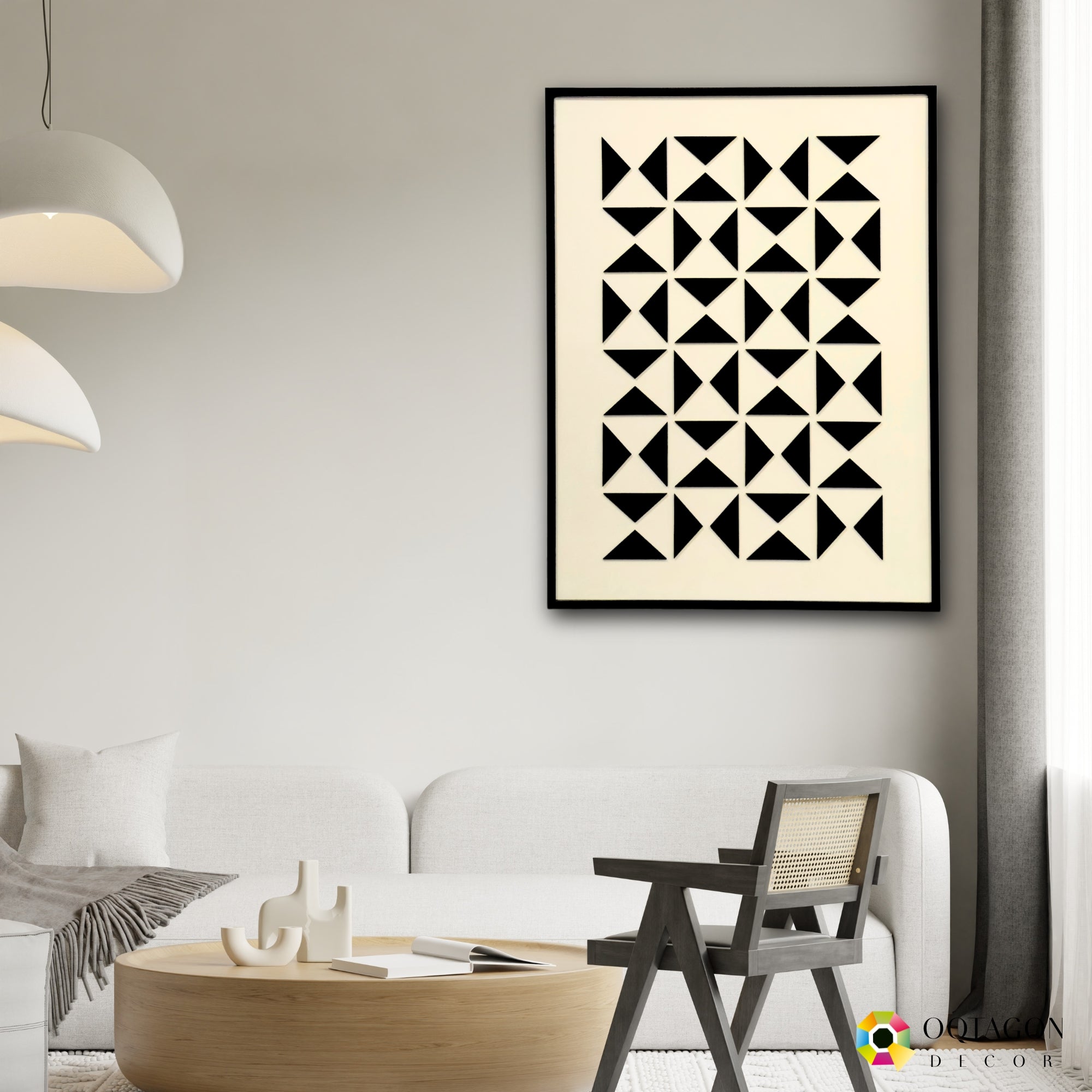 Triangular Rhythm - A Contemporary Abstract Wall Composition Ivory-Black