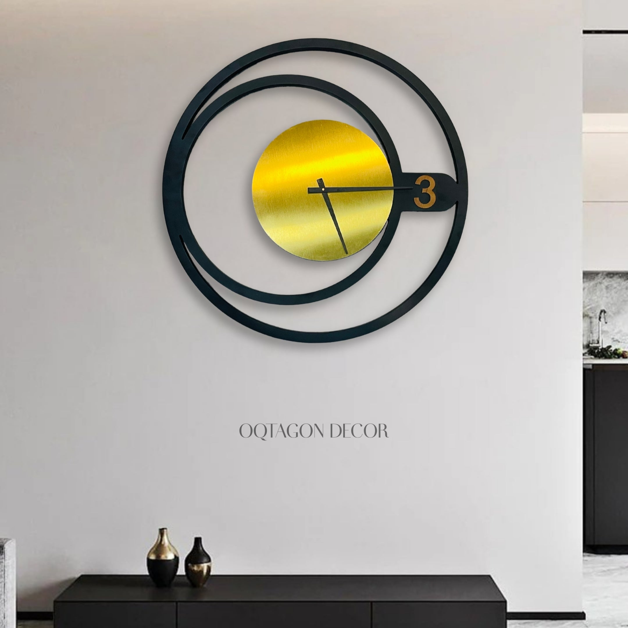 Designer Black and Gold Wall Clock