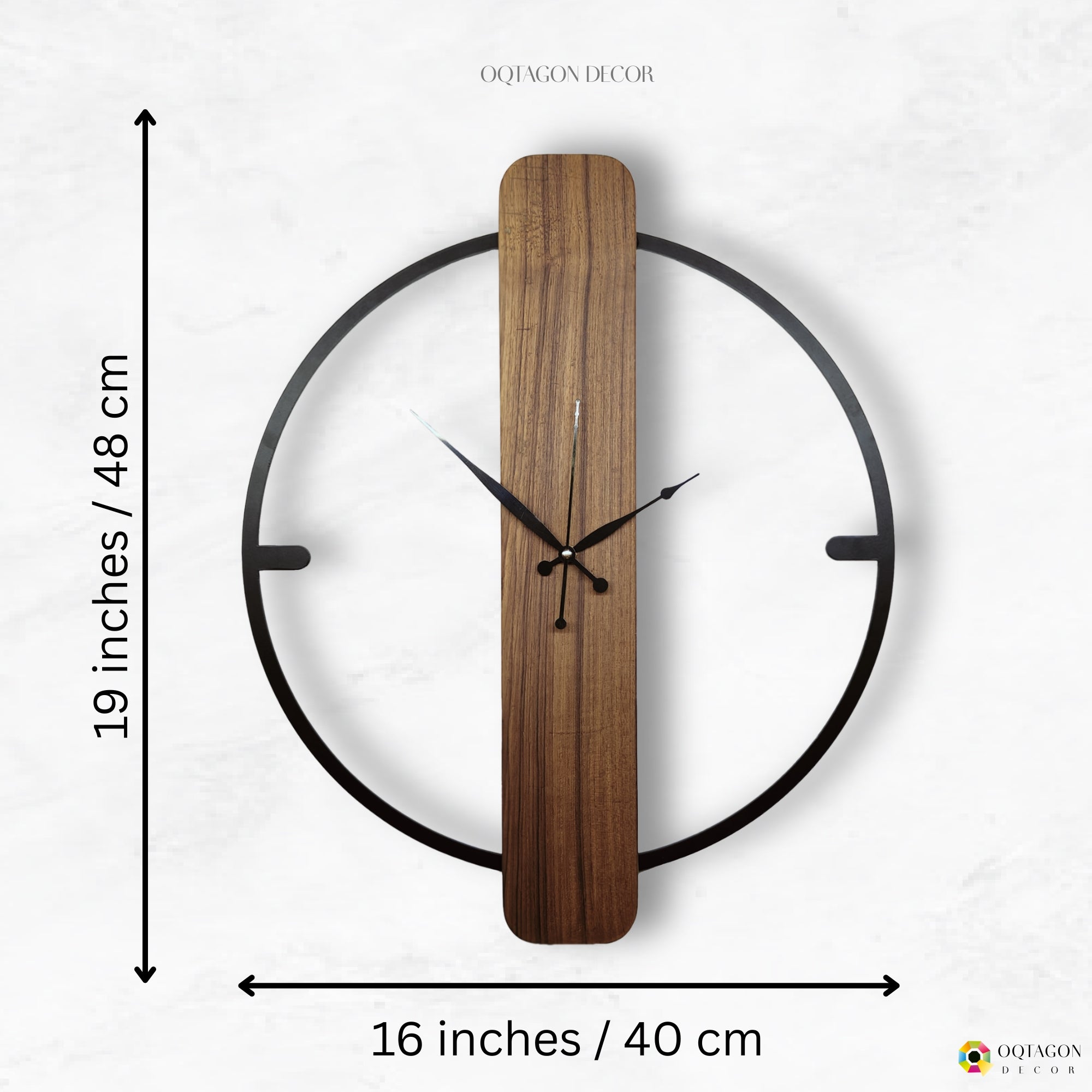 Luxury Wooden Wall Clock with Metal Ring