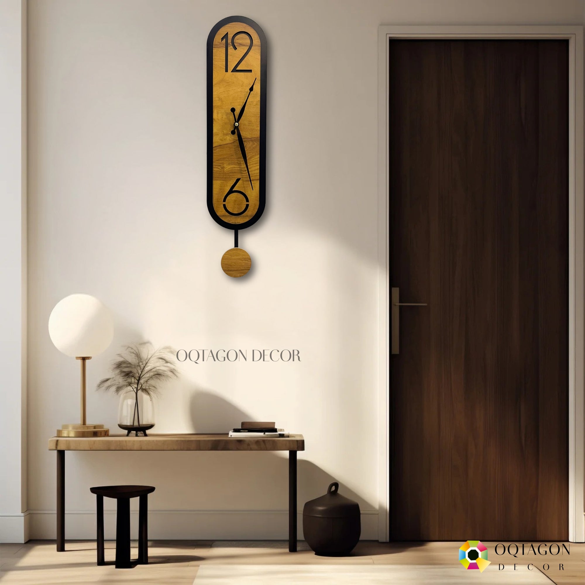 Wooden Aura Slim Pendulum Designer Wall Clock