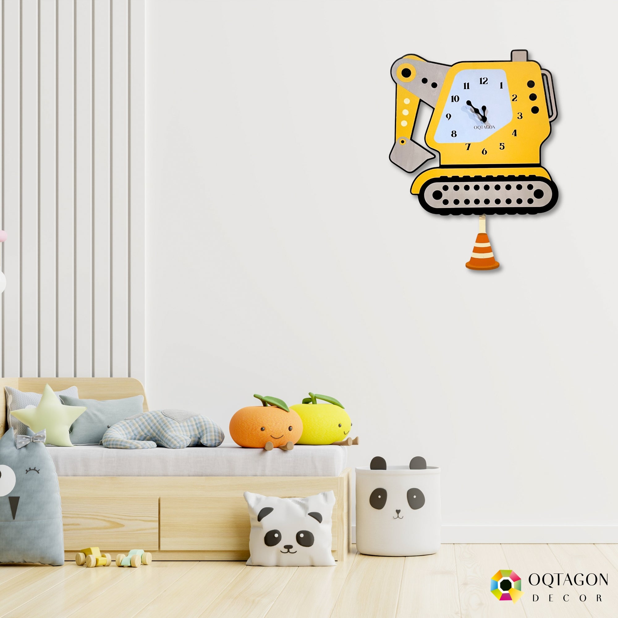 Build Buddy - Premium Excavator Kids Pendulum Wall Clock