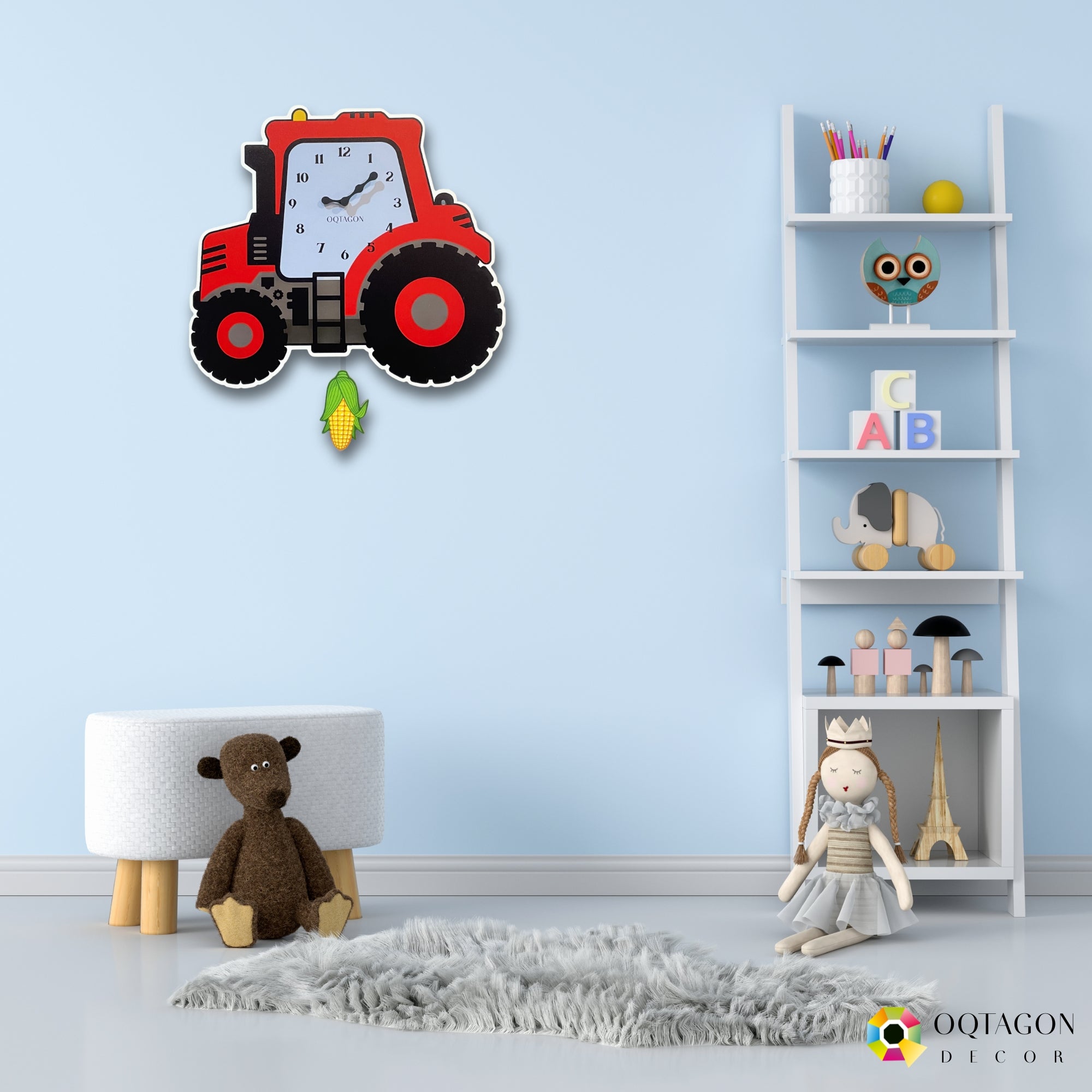 Little Farm Hero – Designer Tractor Kids Pendulum Wall Clock