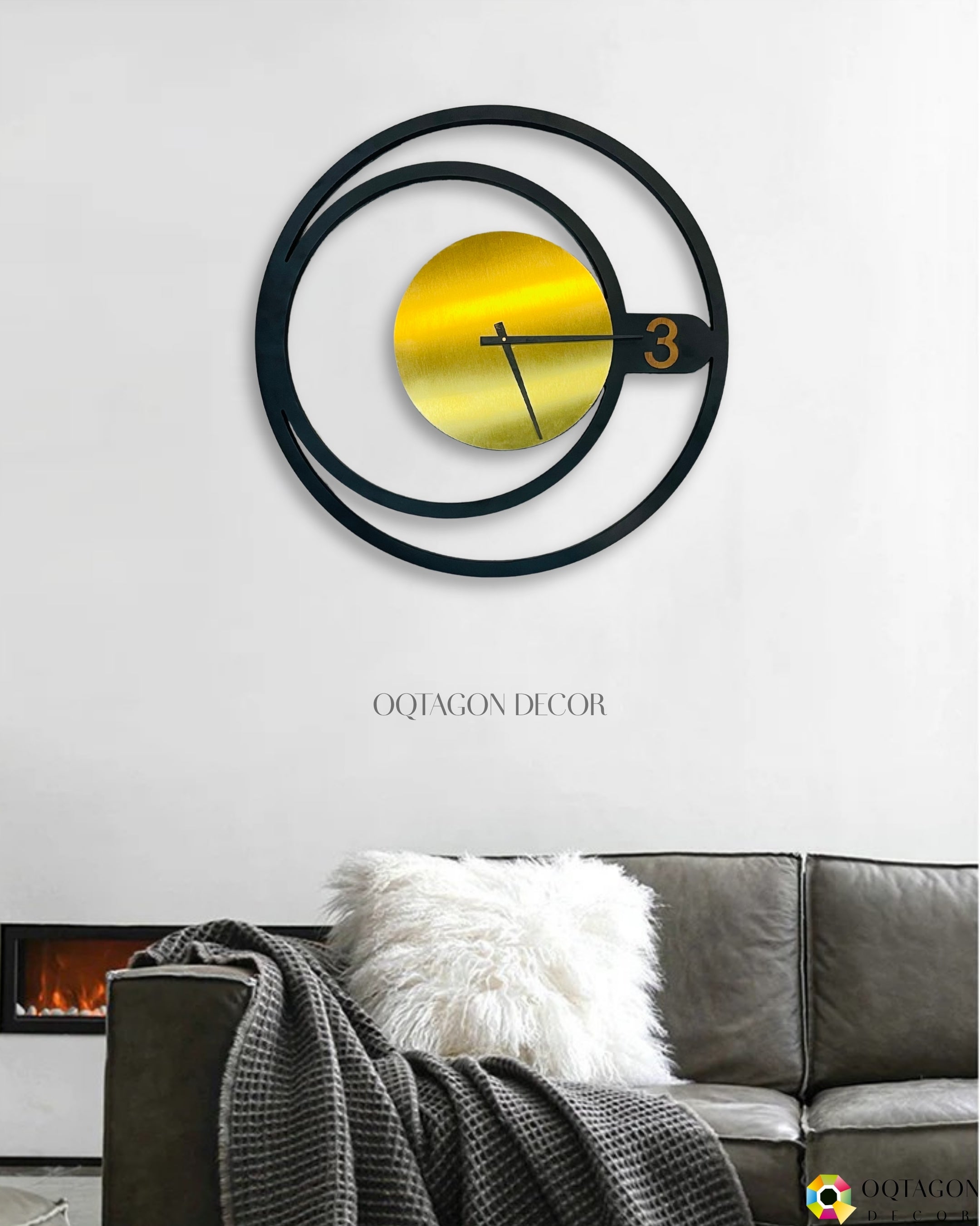 Designer Black and Gold Wall Clock