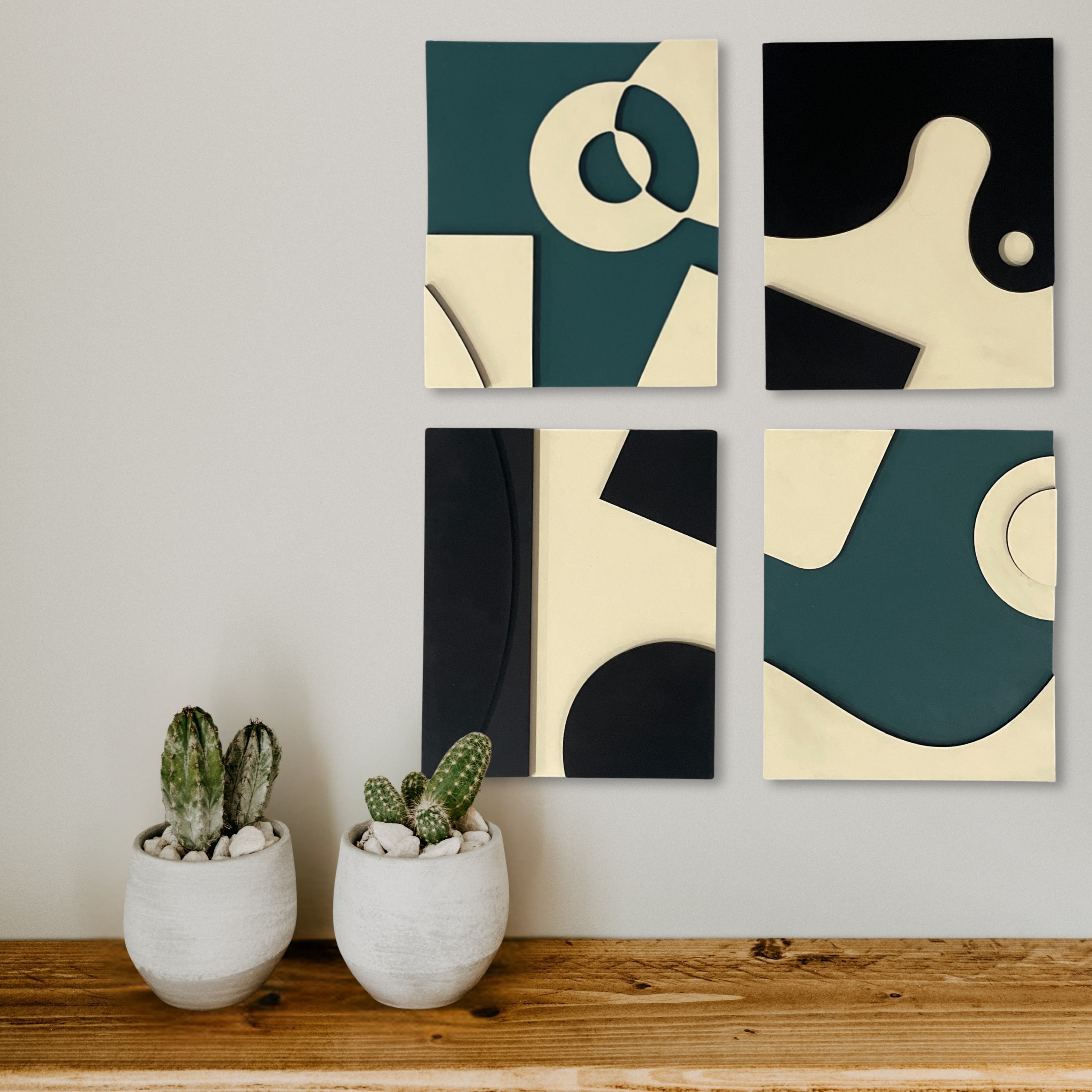 Modern Abstract Geometric Wall Art 4 Piece set