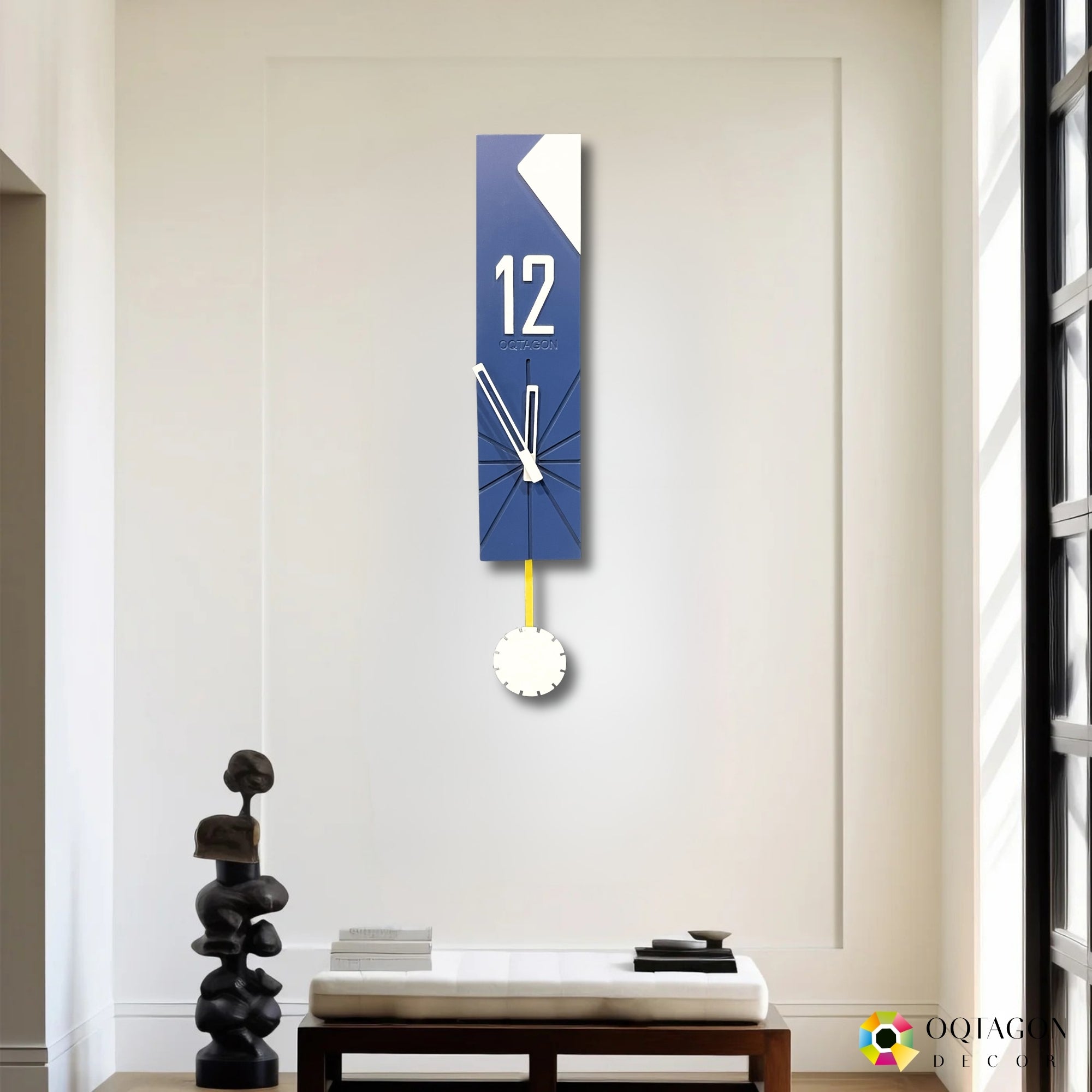 Vertical Aura - Designer Pendulum Wall Clock -Blue Series
