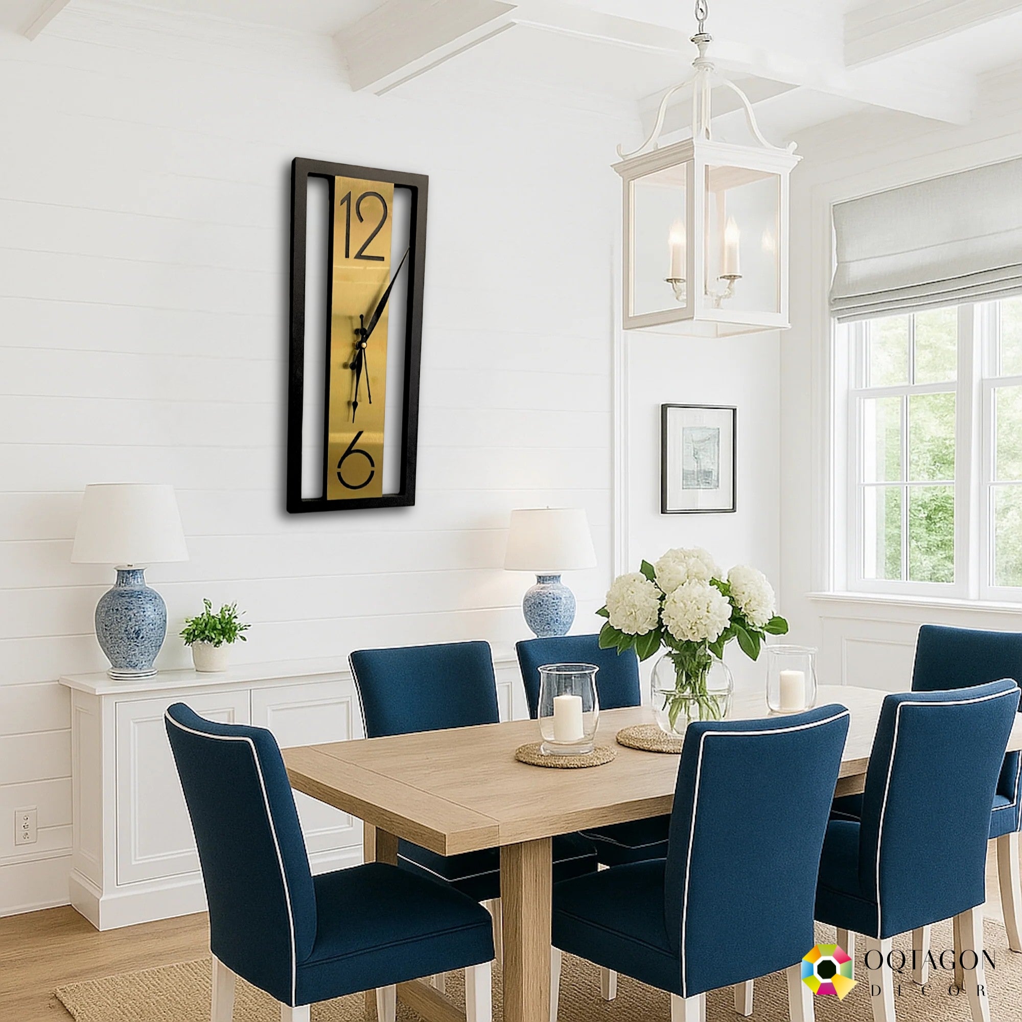 Designer Black and Gold Rectangular Wall Clock