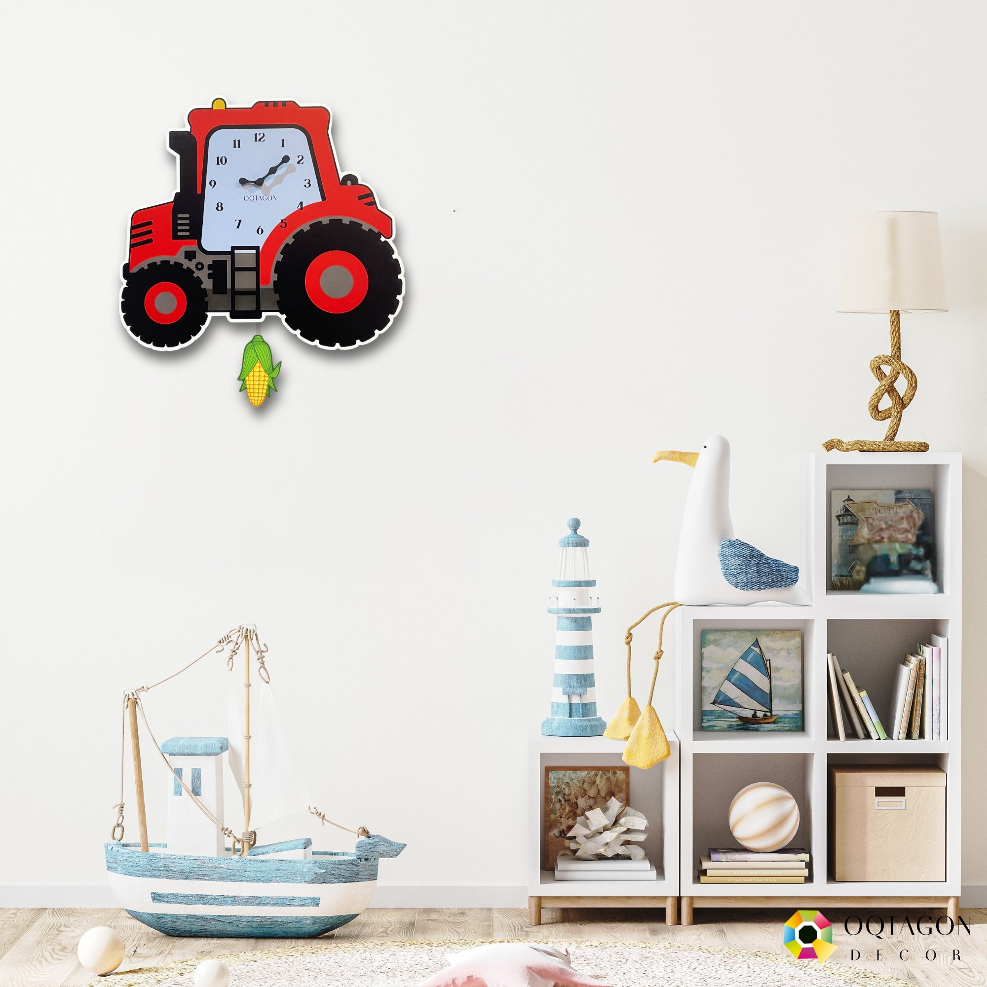 Little Farm Hero – Designer Tractor Kids Pendulum Wall Clock