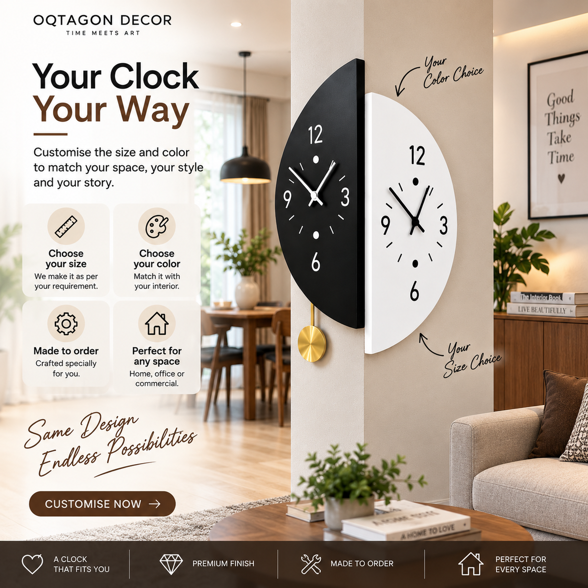 Corner Axis - Modern Dual-Sided Wall Clock