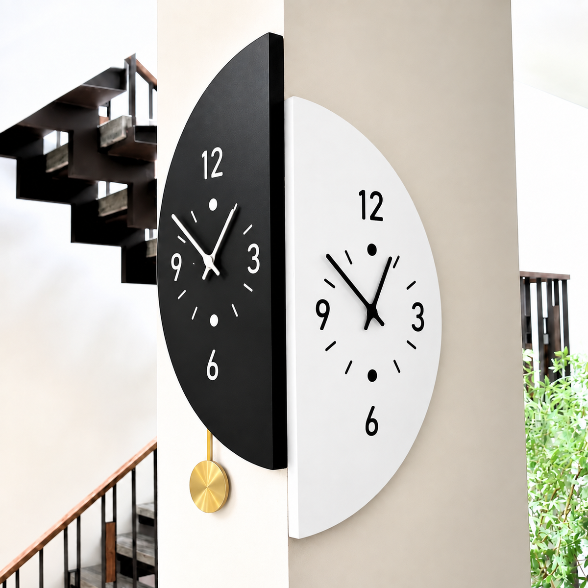 Corner Axis - Modern Dual-Sided Wall Clock
