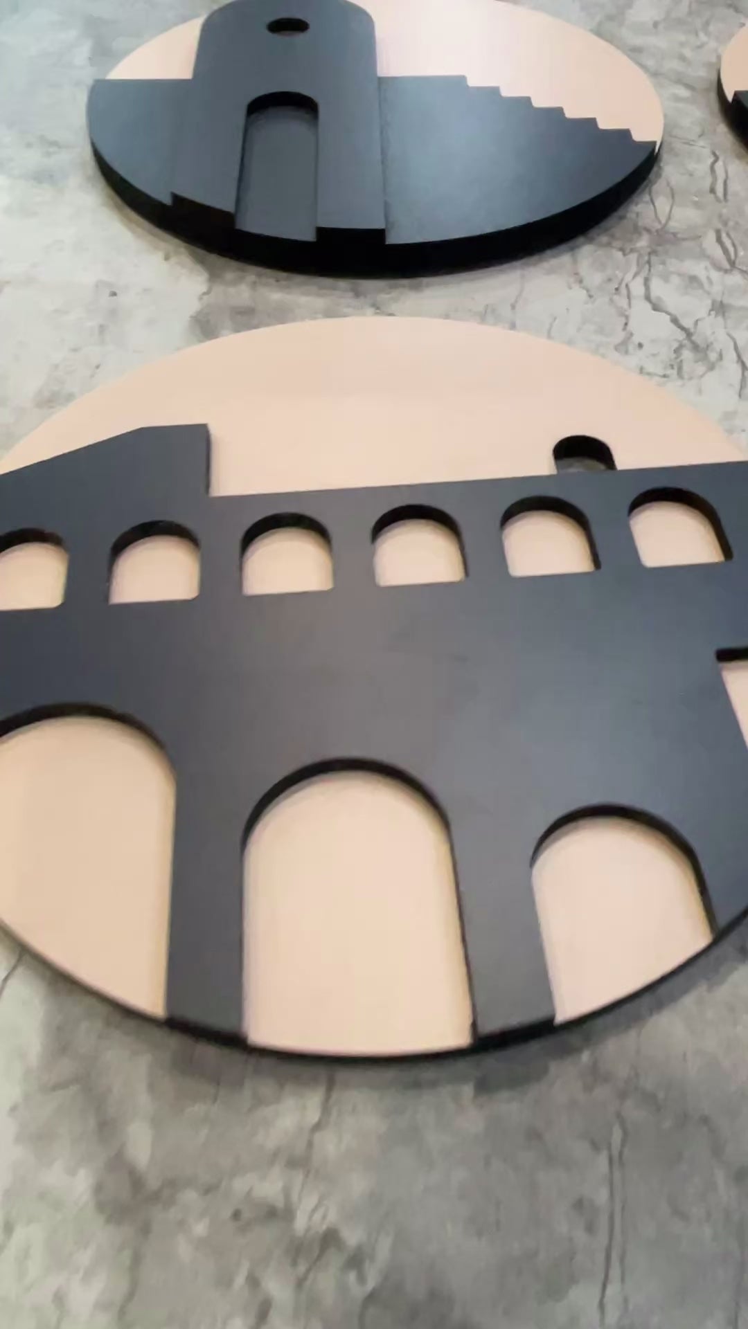 Geometric Architecture-Inspired 3D Circle Wall Art – Set of 9