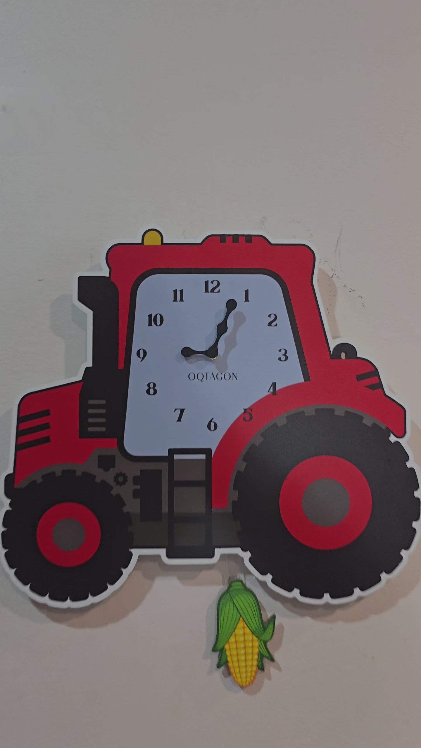 Little Farm Hero – Designer Tractor Kids Pendulum Wall Clock